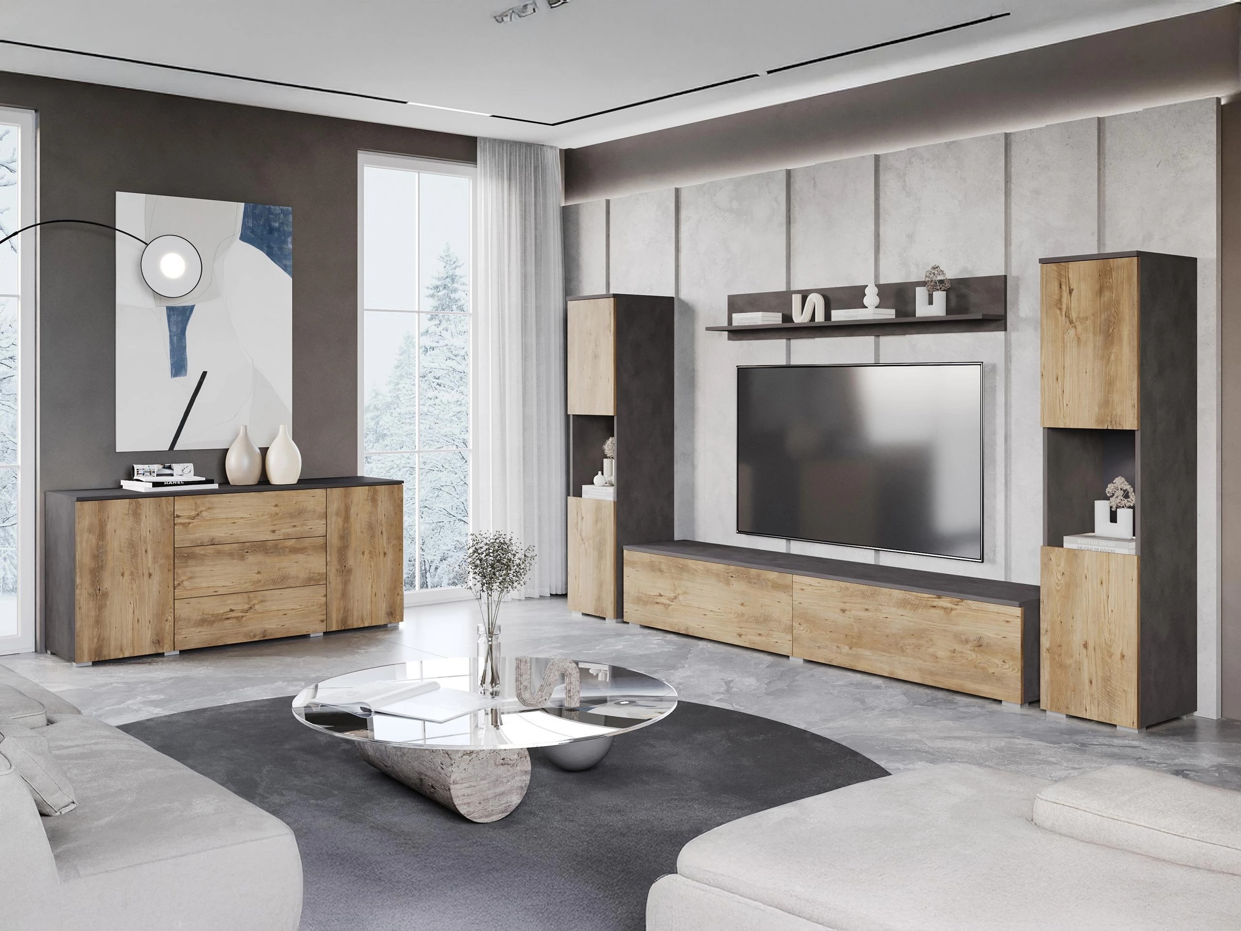 Ensemble de salon Sarasota 133 (Matera gris + Châtaigne)