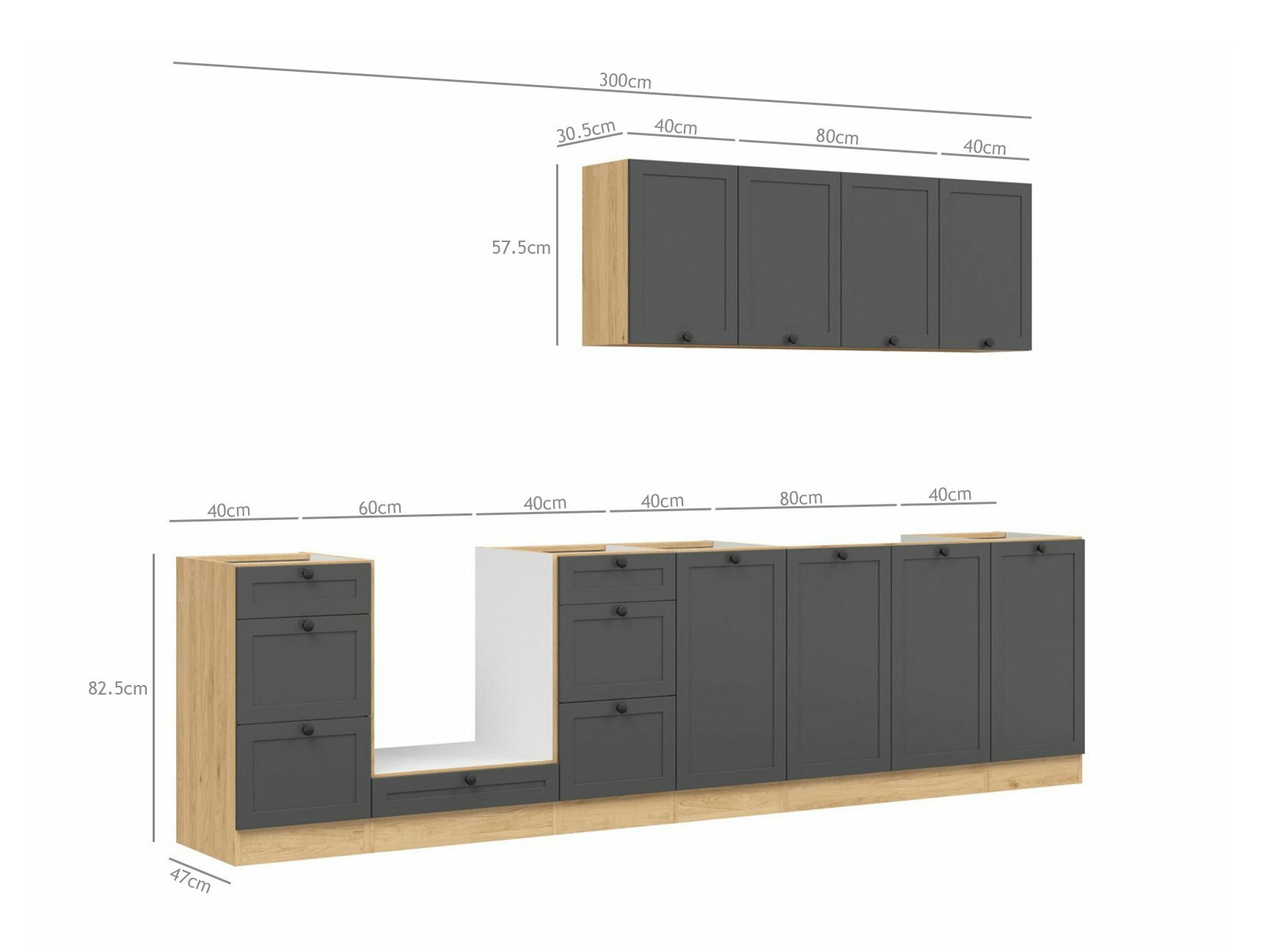 Cuisine complète modulaire Classic Grey Oak 119