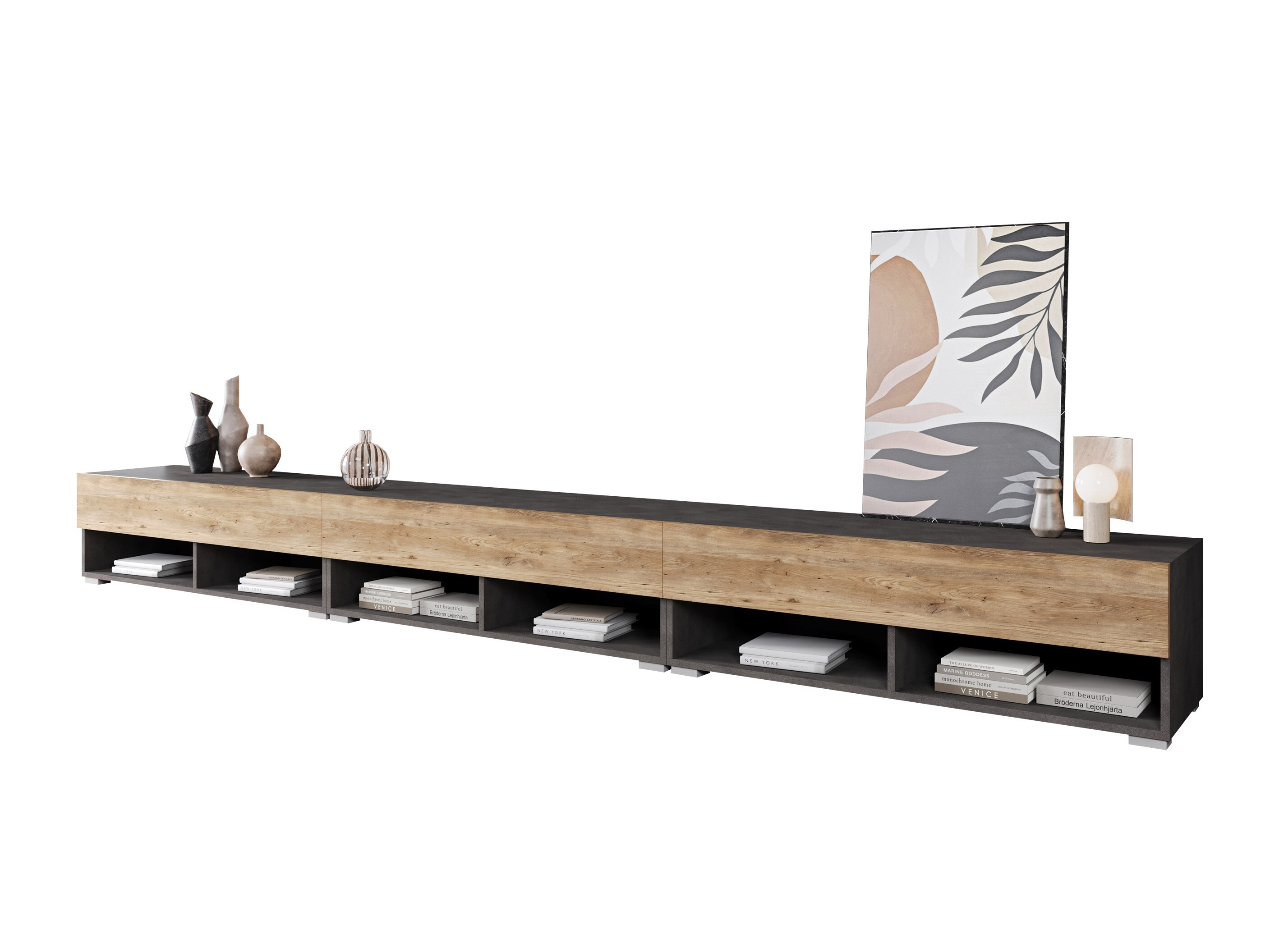 Meuble TV Sarasota 144 (Matera gris + Châtaigne)