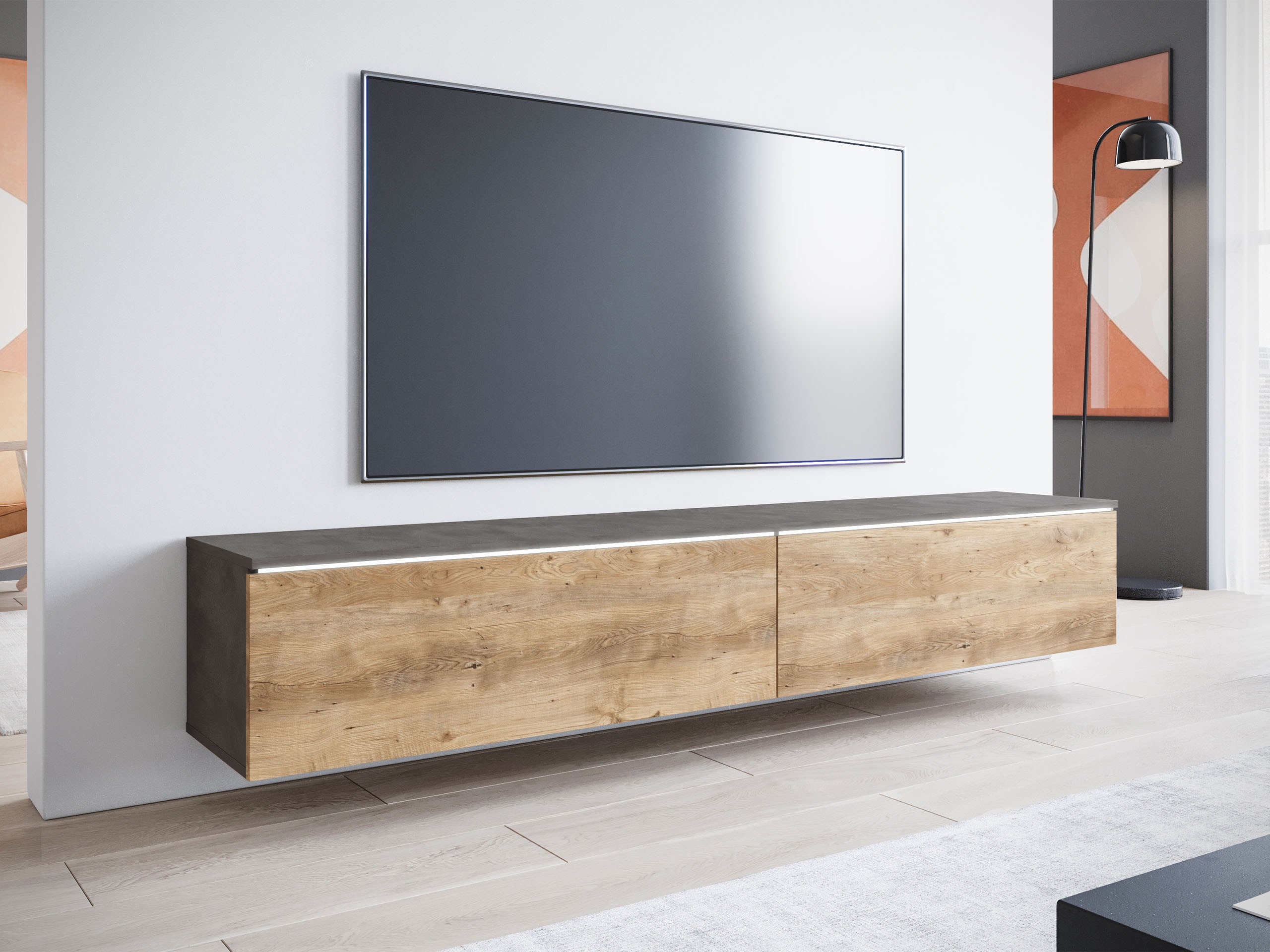 Meuble TV Scientia I (Matera gris + Châtaigne)