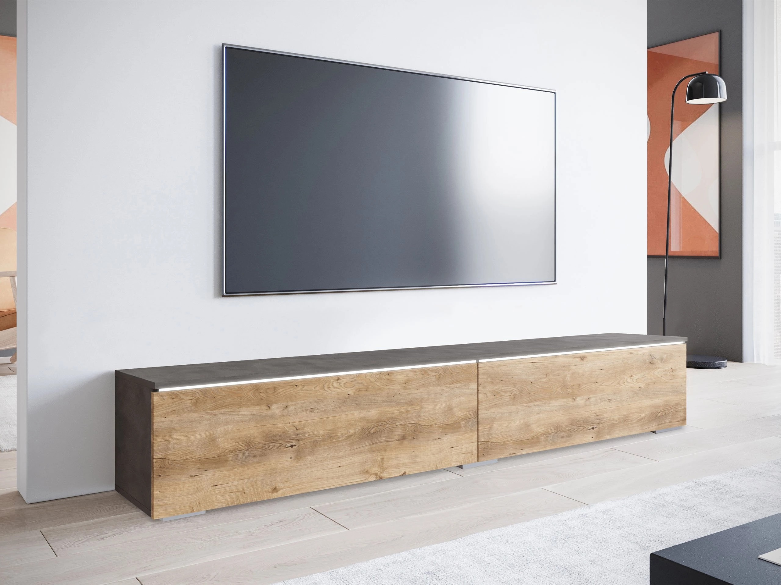 Meuble TV Scientia I (Matera gris + Châtaigne)