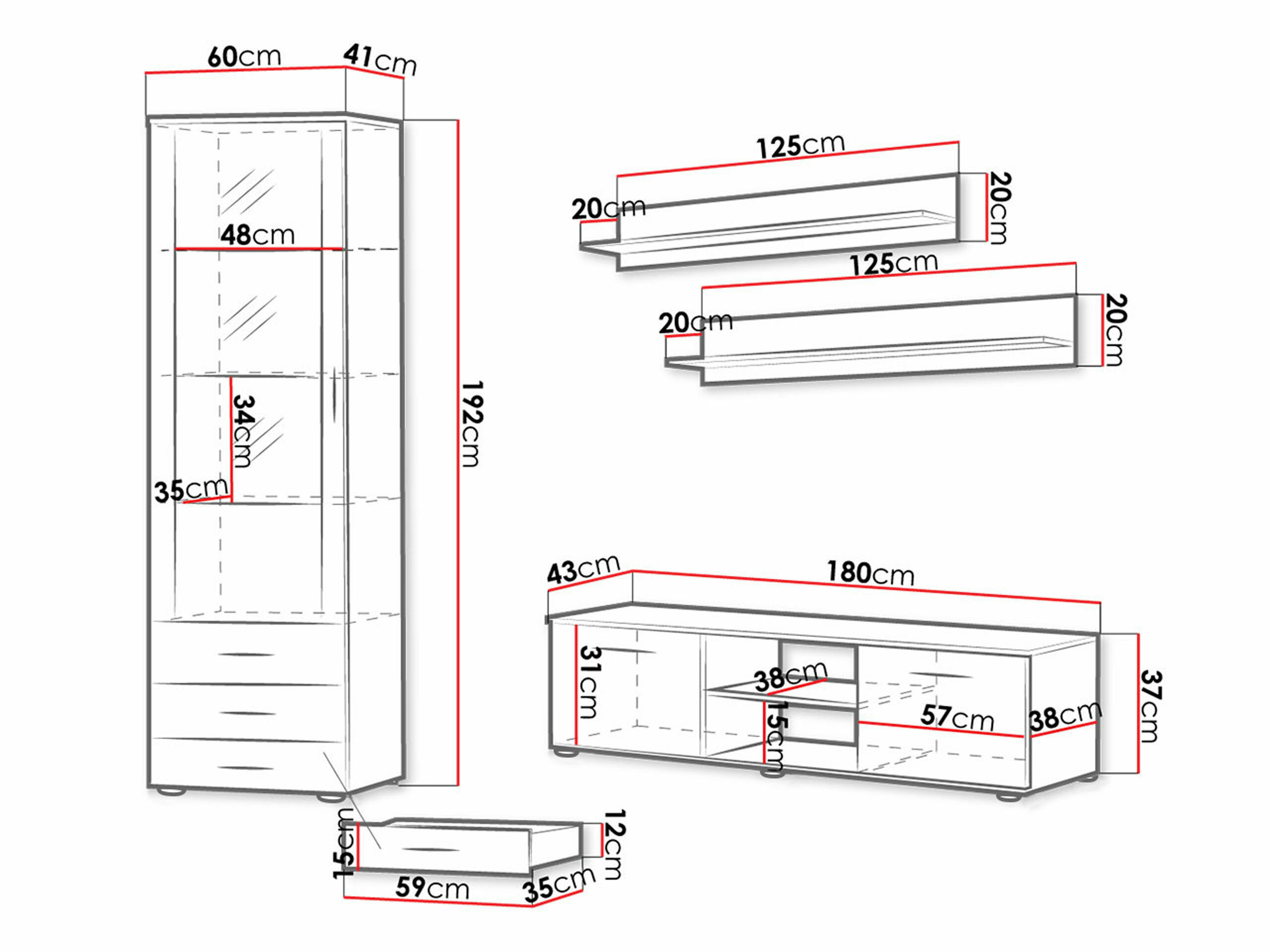 Ensemble de salon Tornola 107 (Noir + Noir brillant)