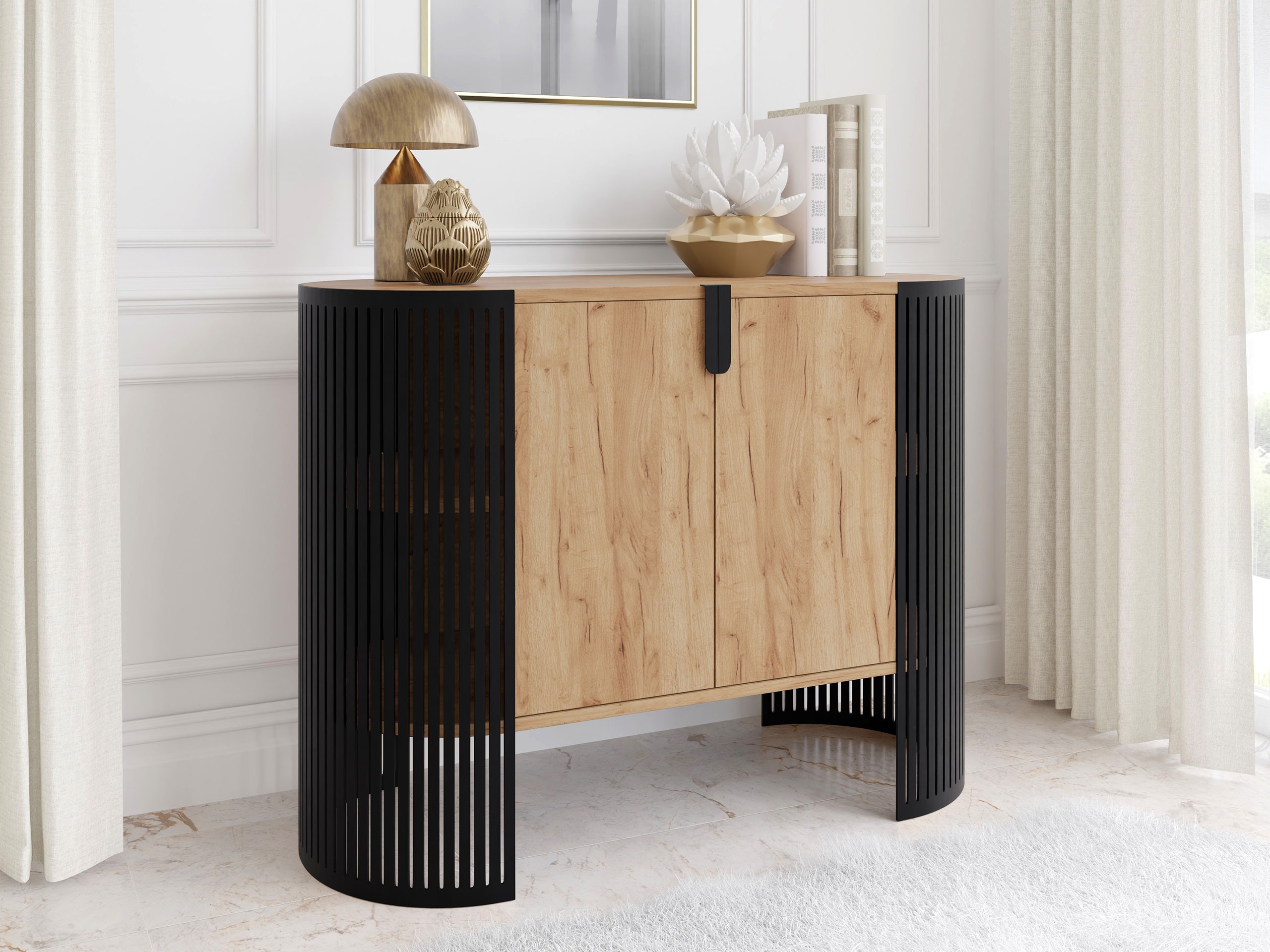 Buffet Civer (Noir + Chêne doré artisanal)