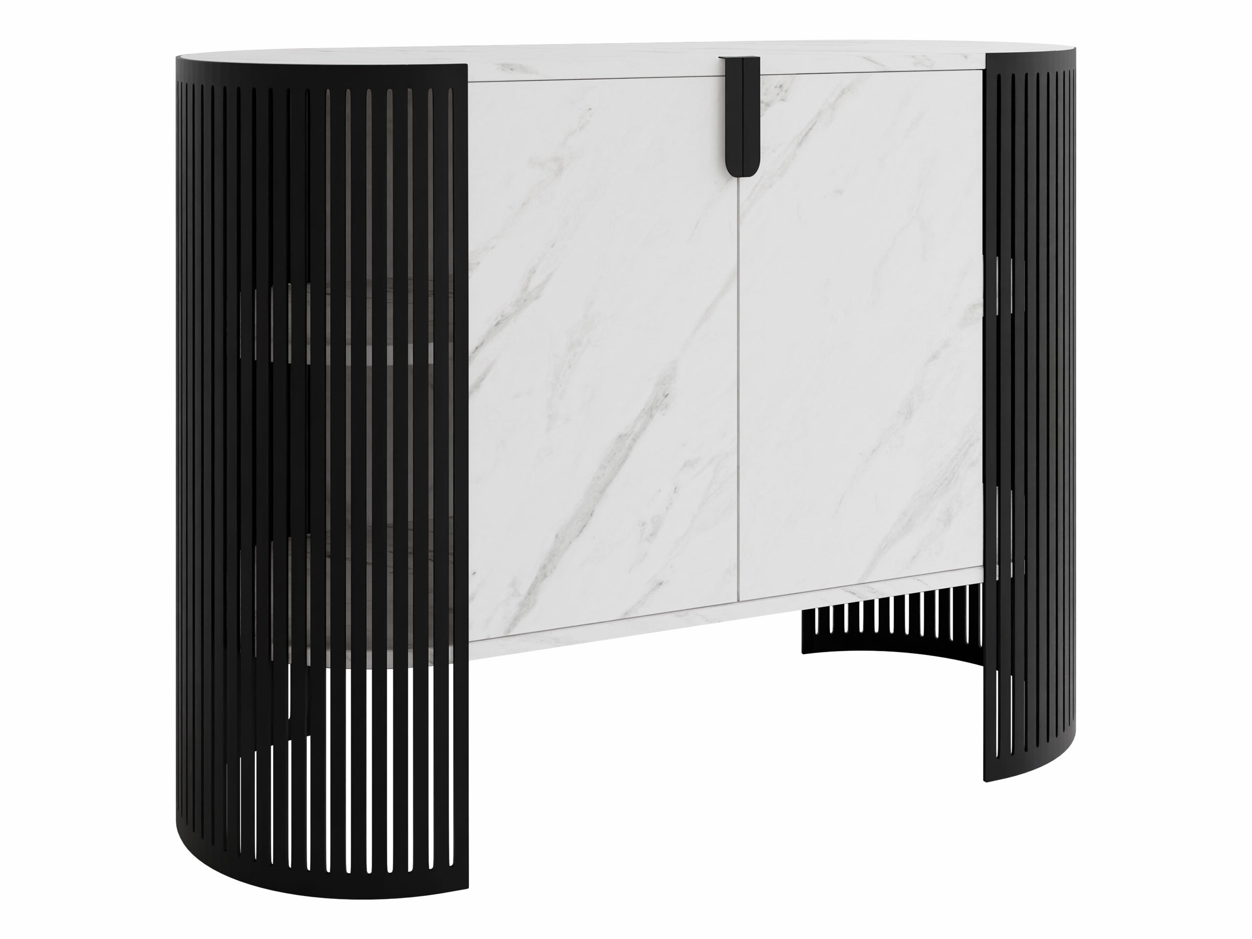 Buffet Oswego 140 (Noir + Marbre blanc)