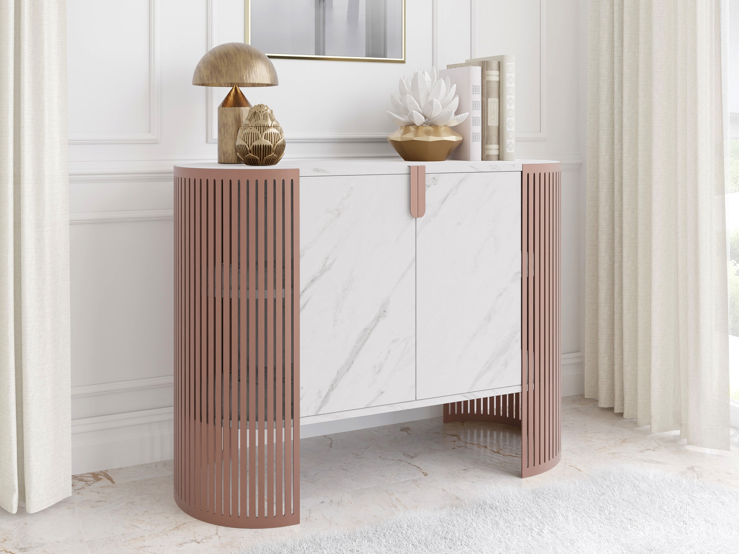 Buffet Sordore 130 (Rose + Marbre blanc)