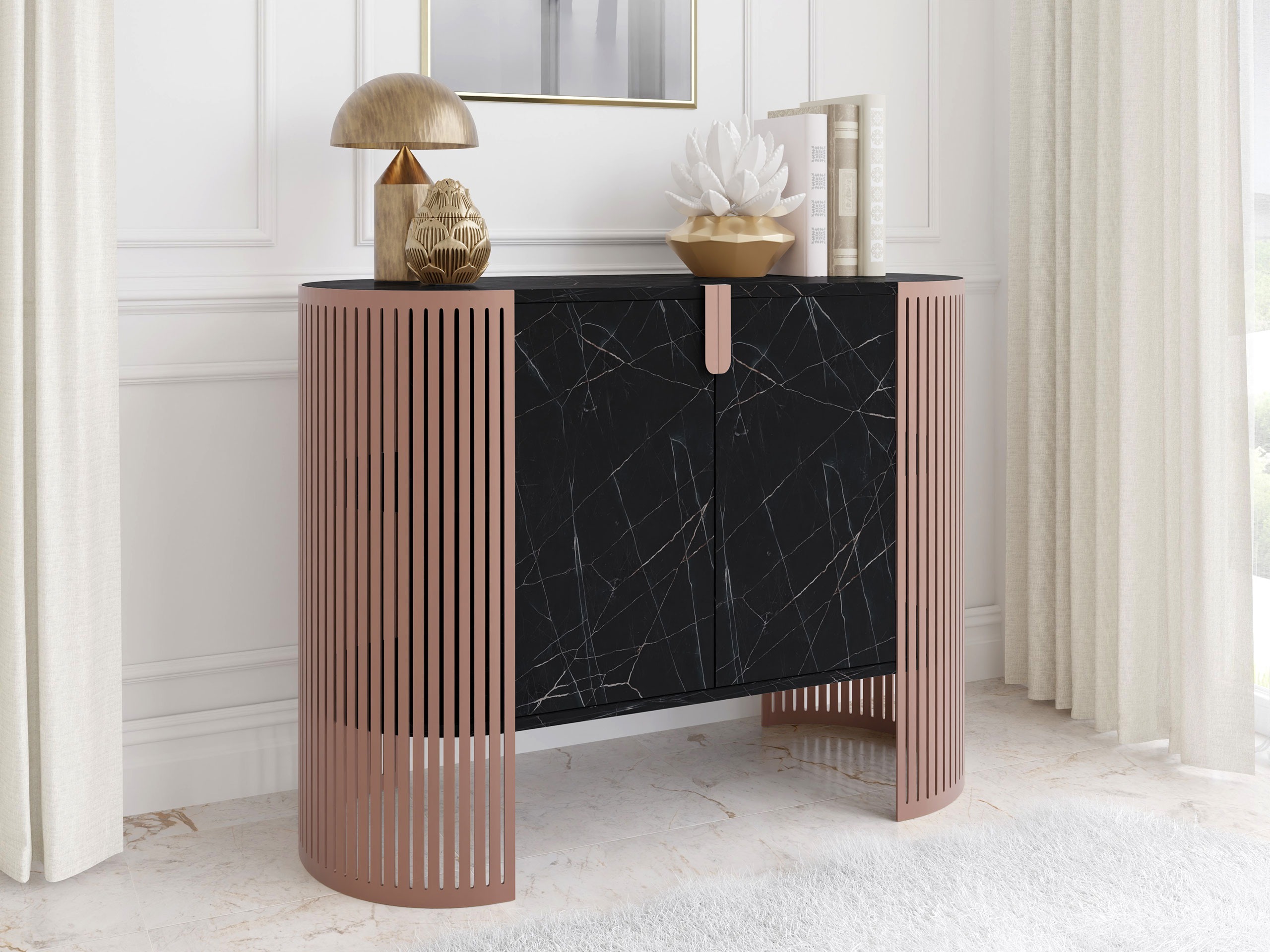Buffet Sordore 130 (Rose + Marbre noir)