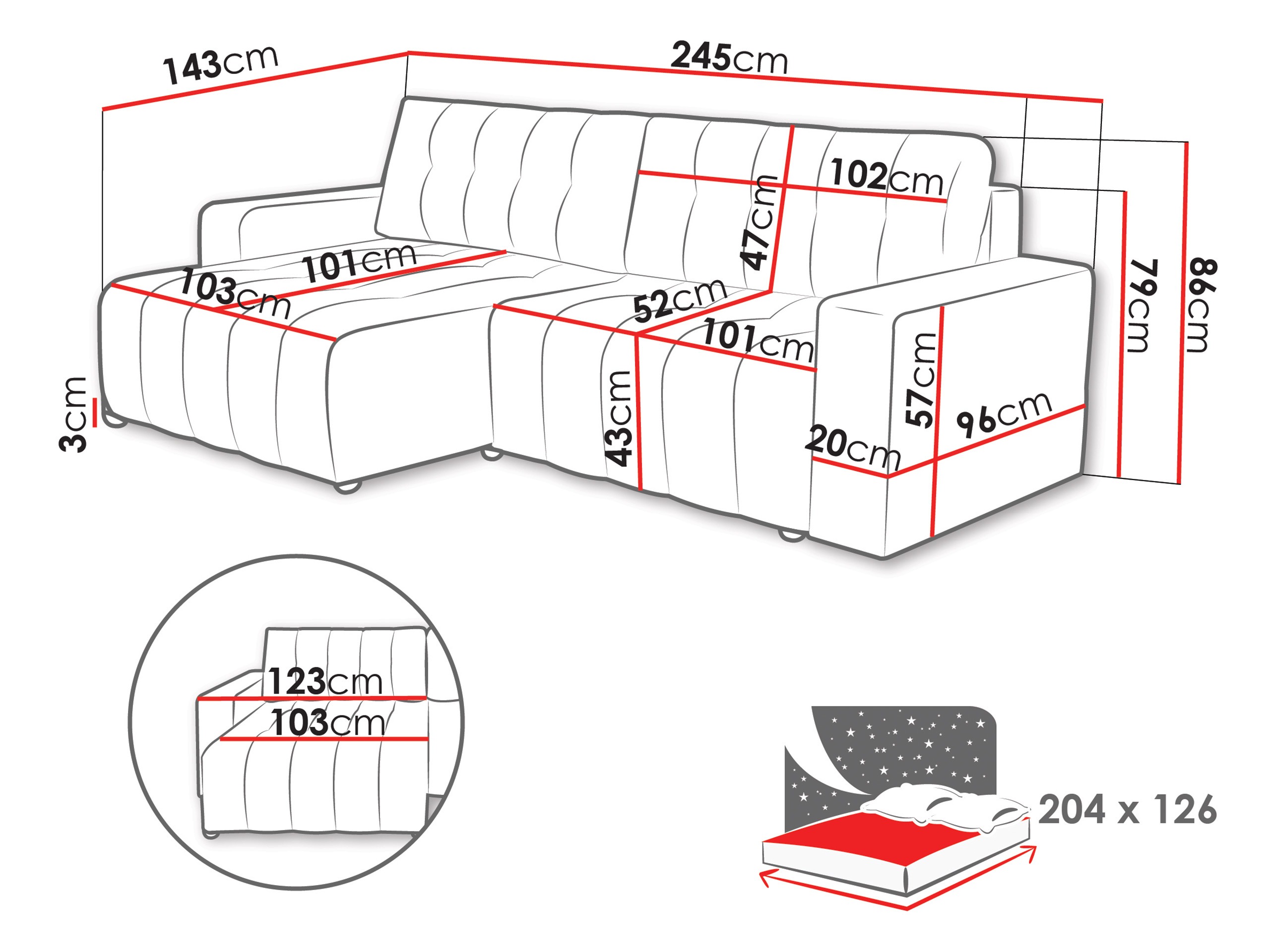Canapé d'angle Cura (Bravo 10)