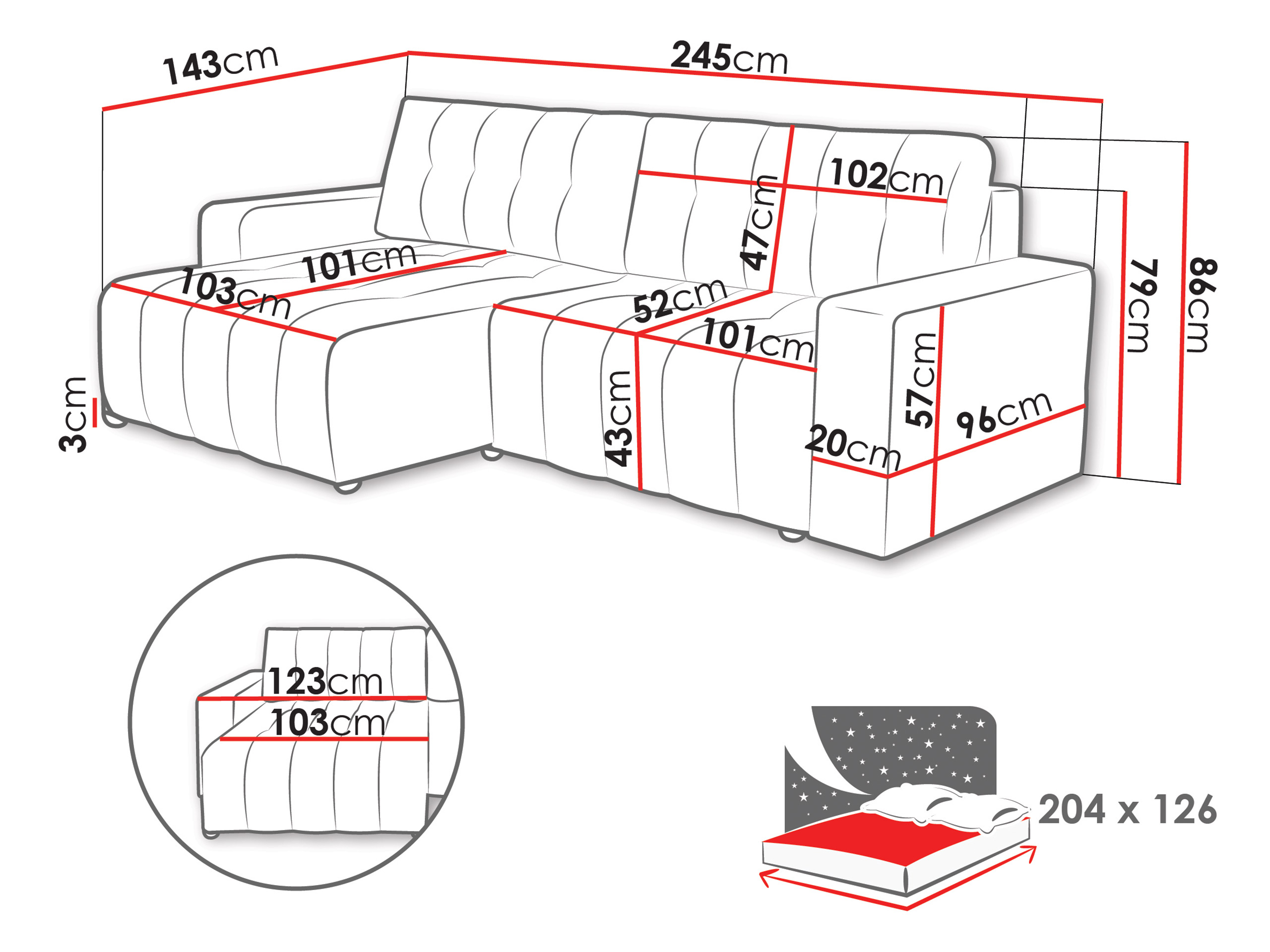 Canapé d'angle Cura (Bravo 28)