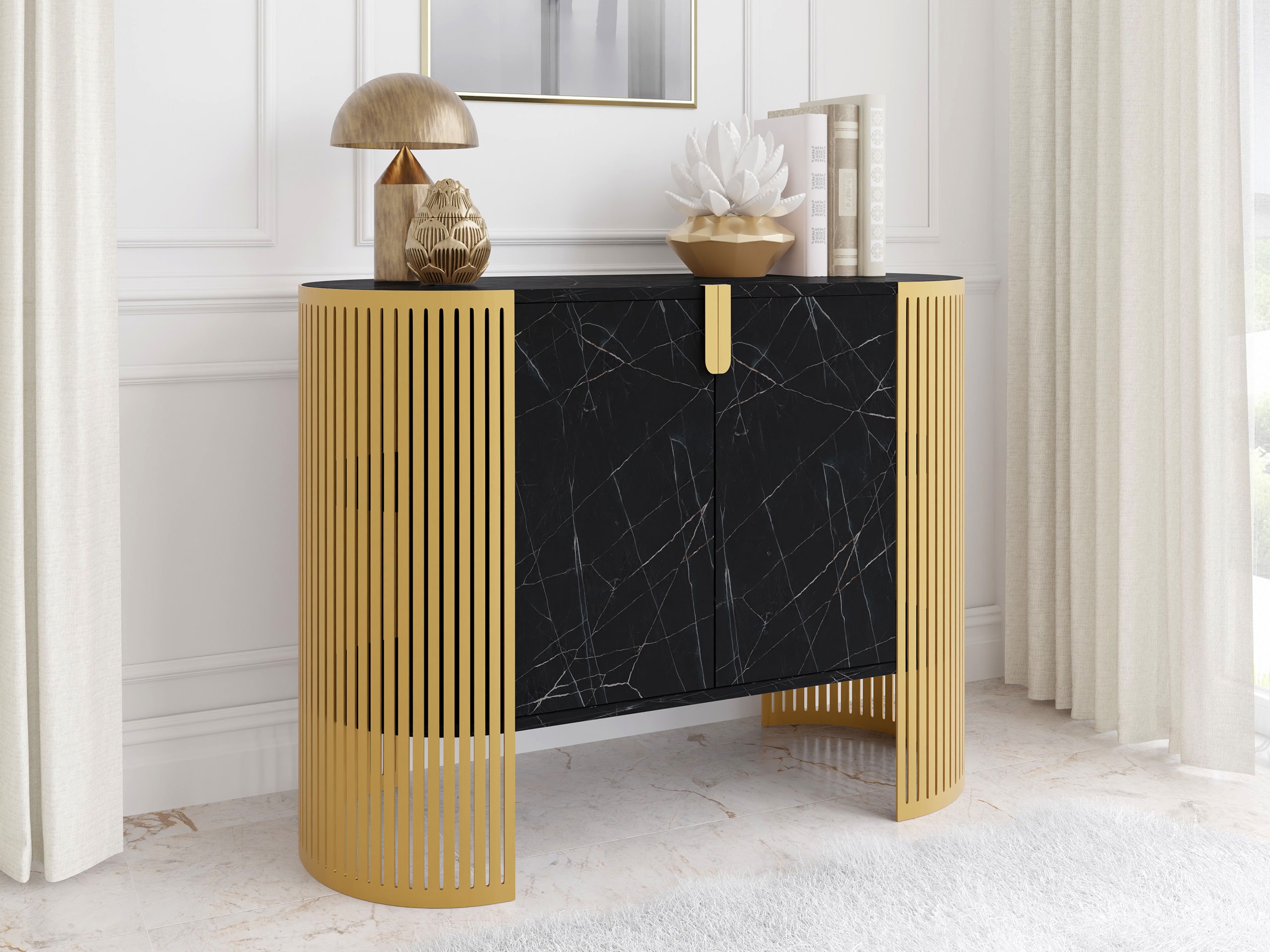 Buffet Civer II (Doré + Marbre noir)