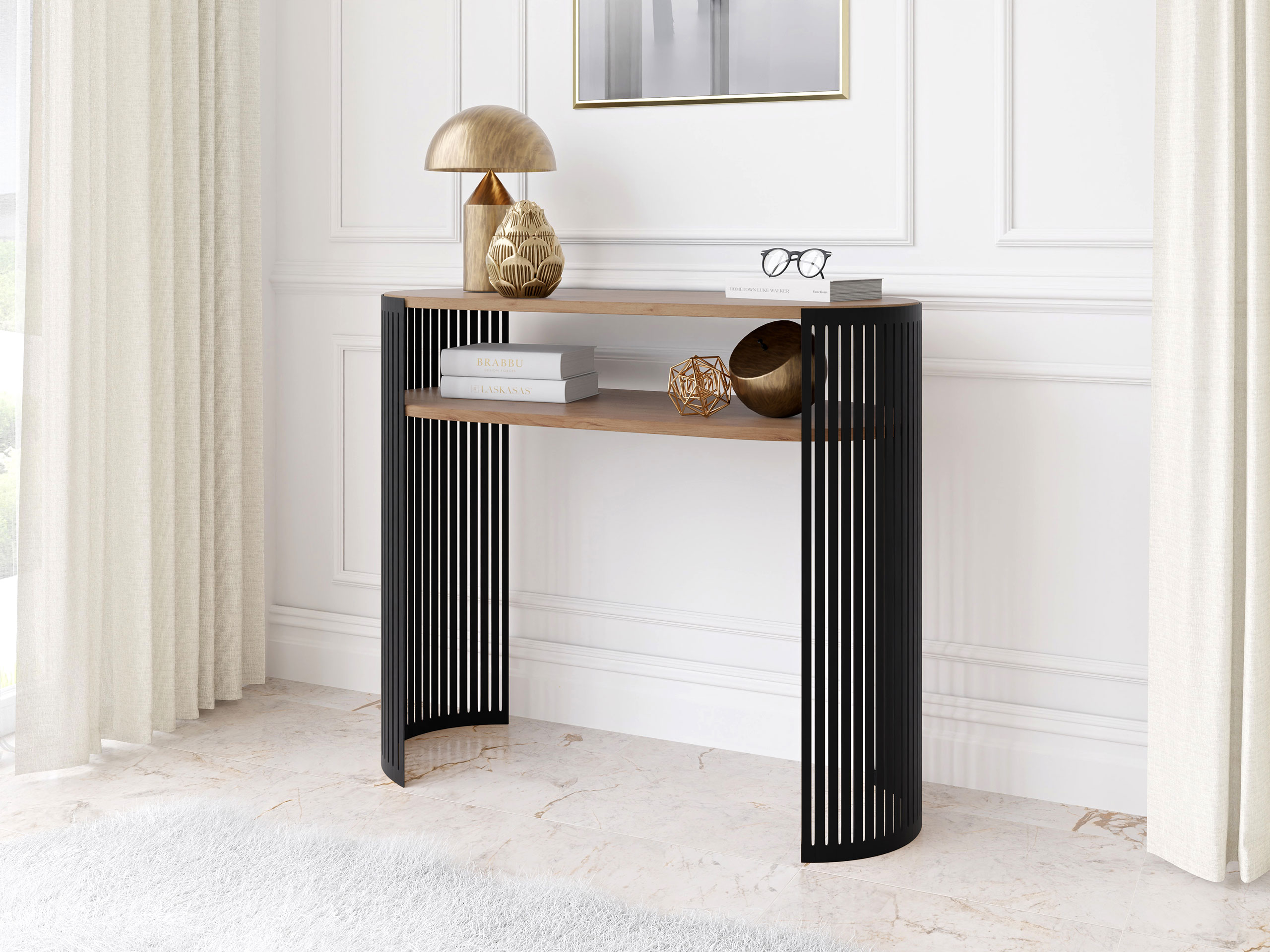 Console Civer (Noir + Chêne doré artisanal)