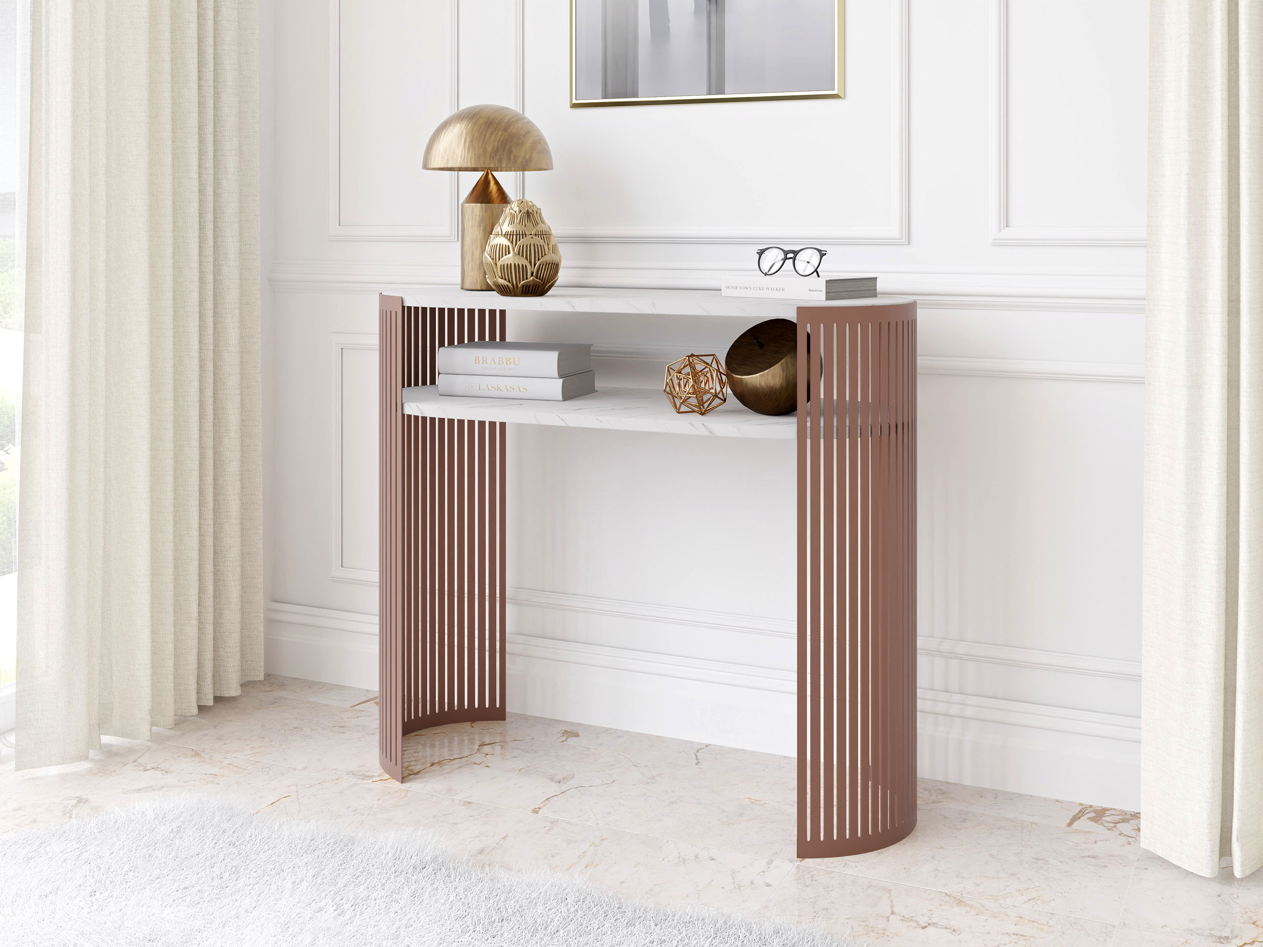 Console Sordore 133 (Rose + Marbre blanc)