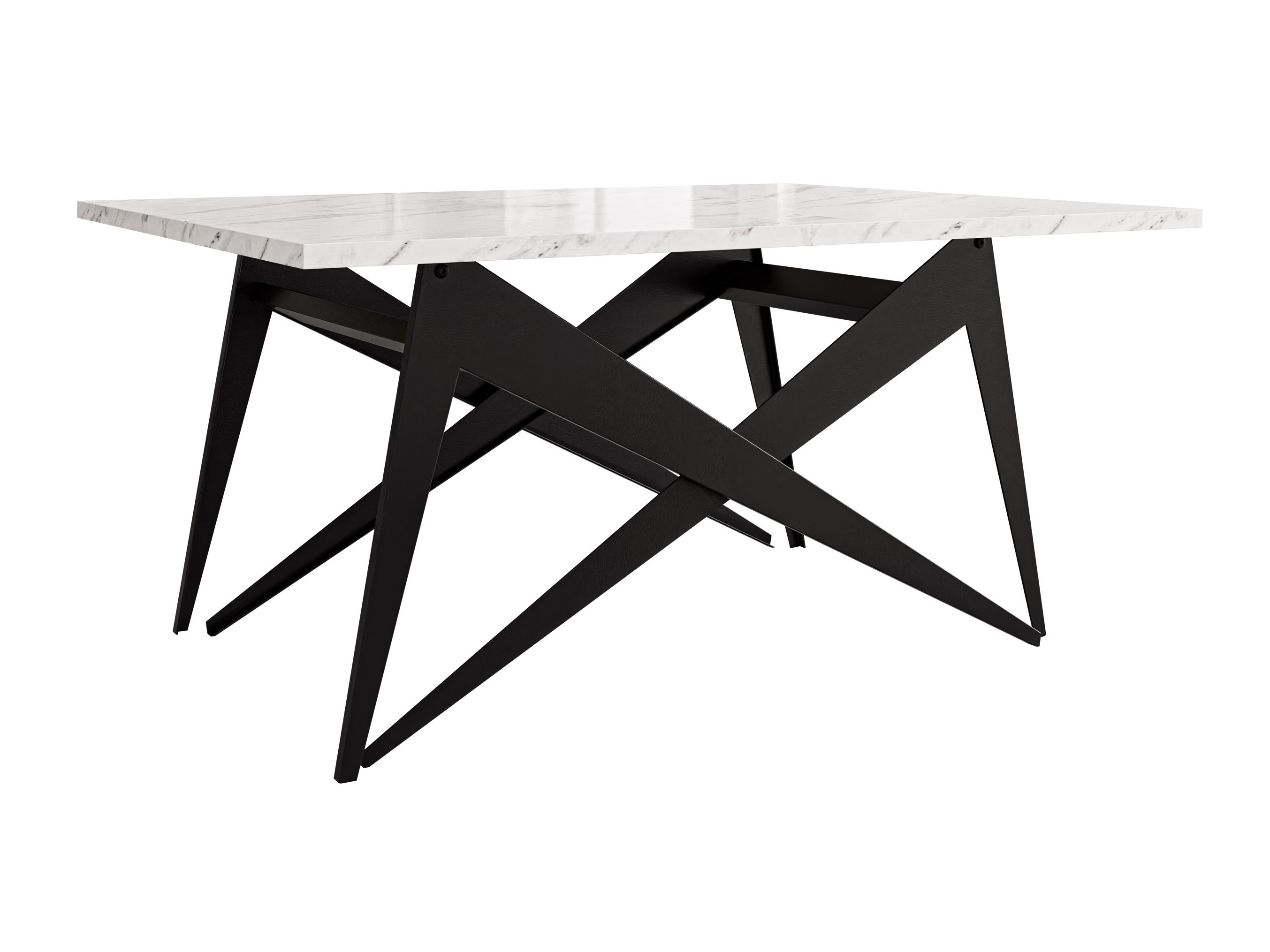Table basse transformable Oswego 150 (Marbre blanc + Noir)