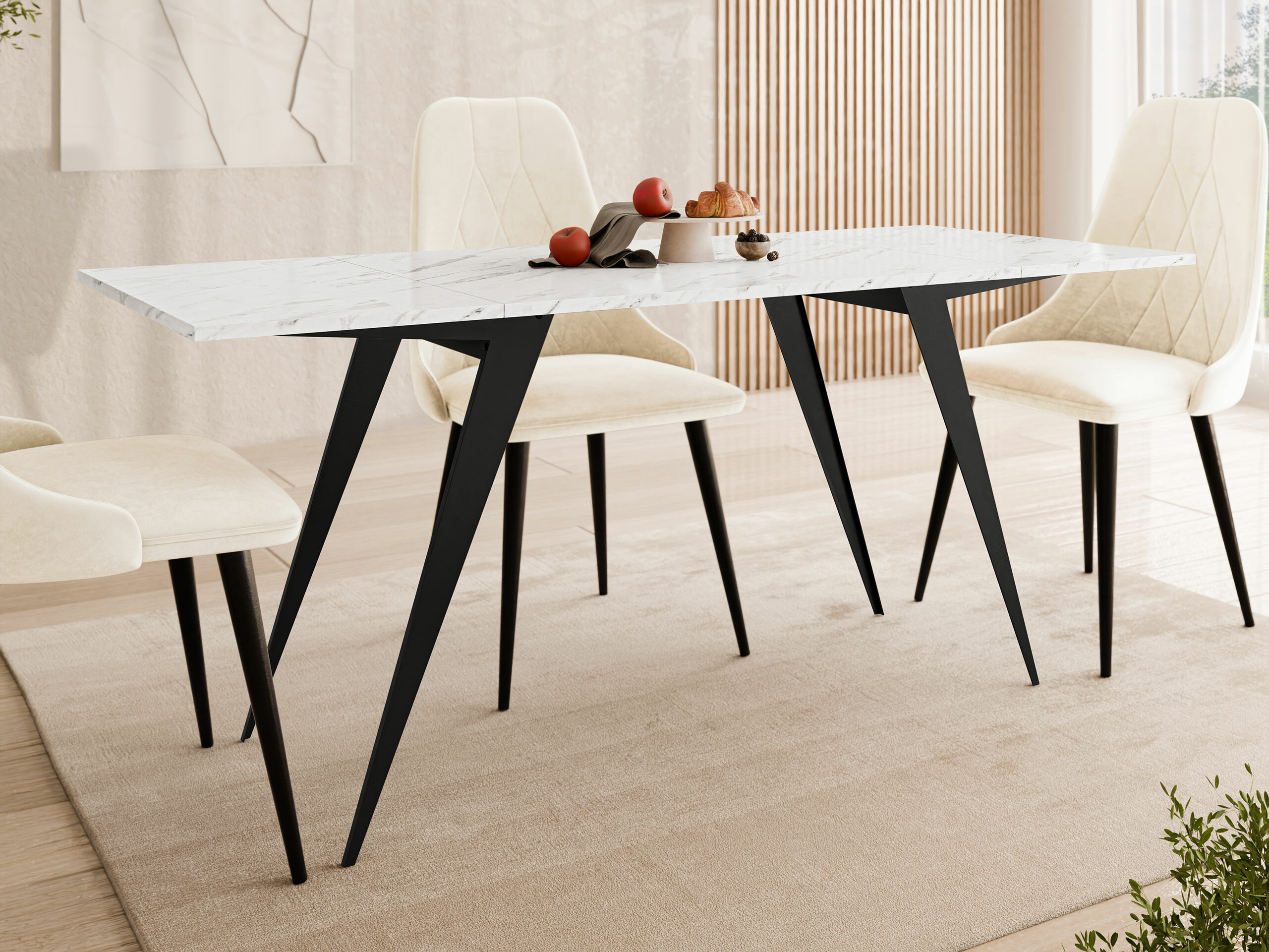 Table basse transformateur Oswego 150 (Marbre blanc + Noir)