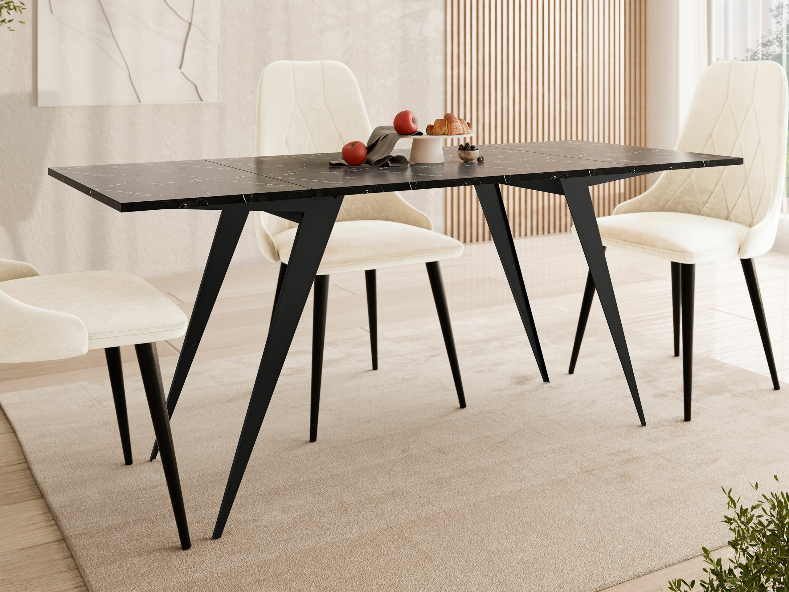Transforming table basse Oswego 150 (Marbre noir + Noir)