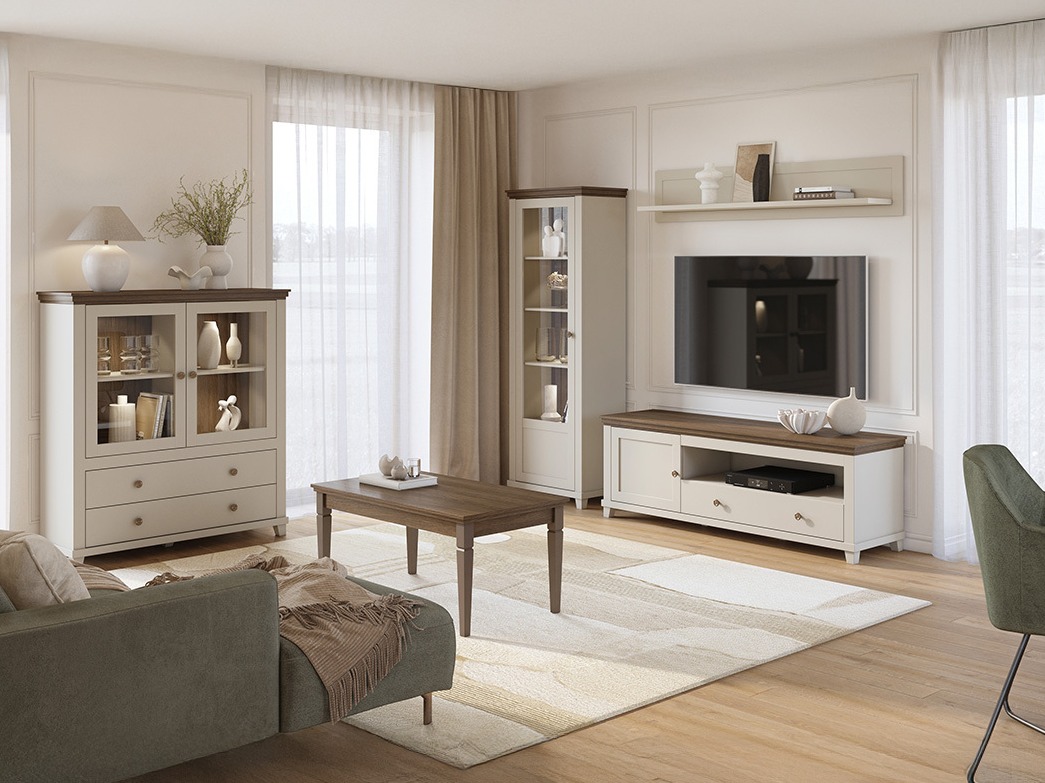 Commode Tolnue 105 (Beige clair + Chêne)