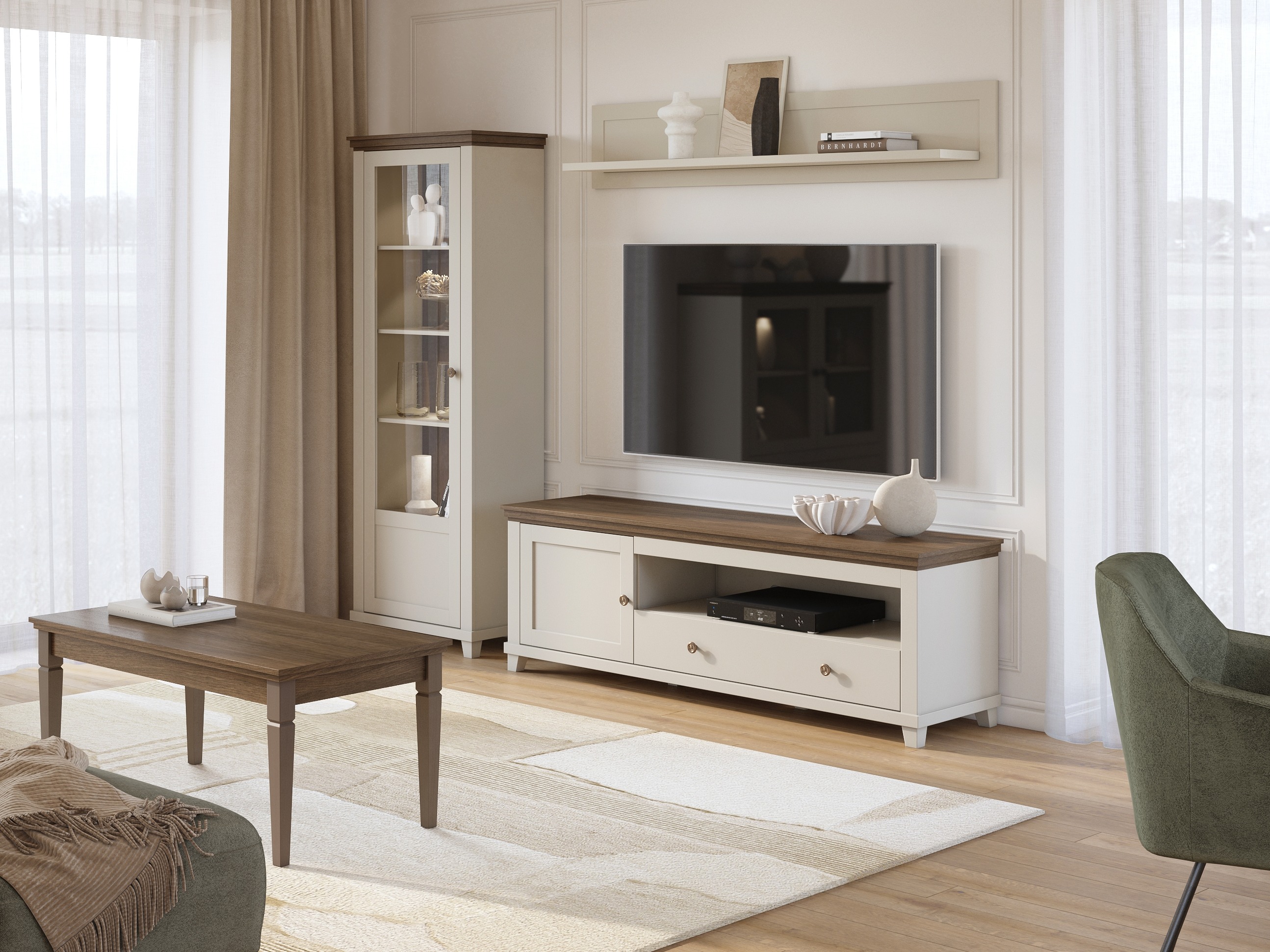 Meuble TV Tolnue 104 (Beige clair + Chêne)