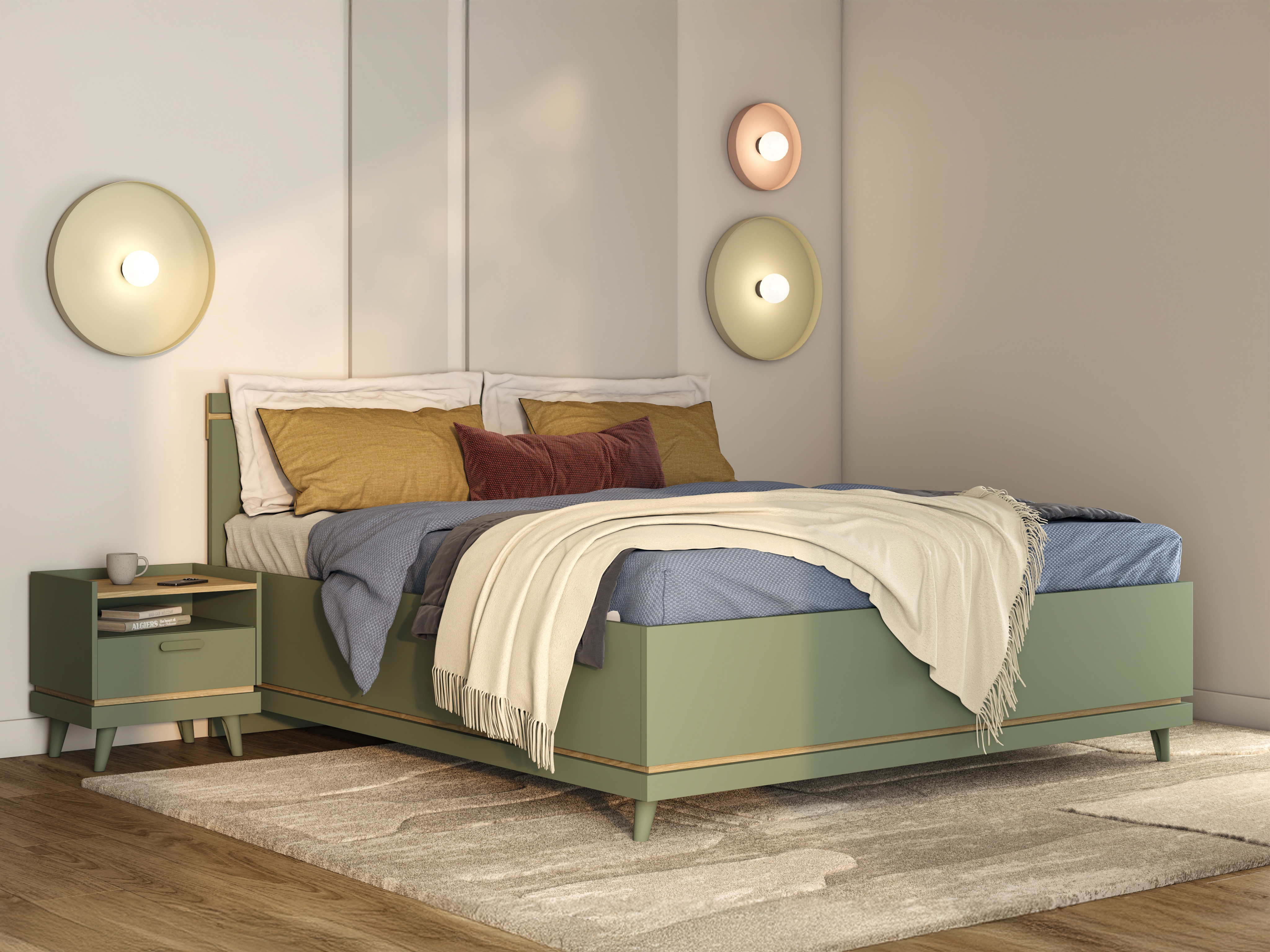 Lit Fertalu 107 (Vert + Chêne)