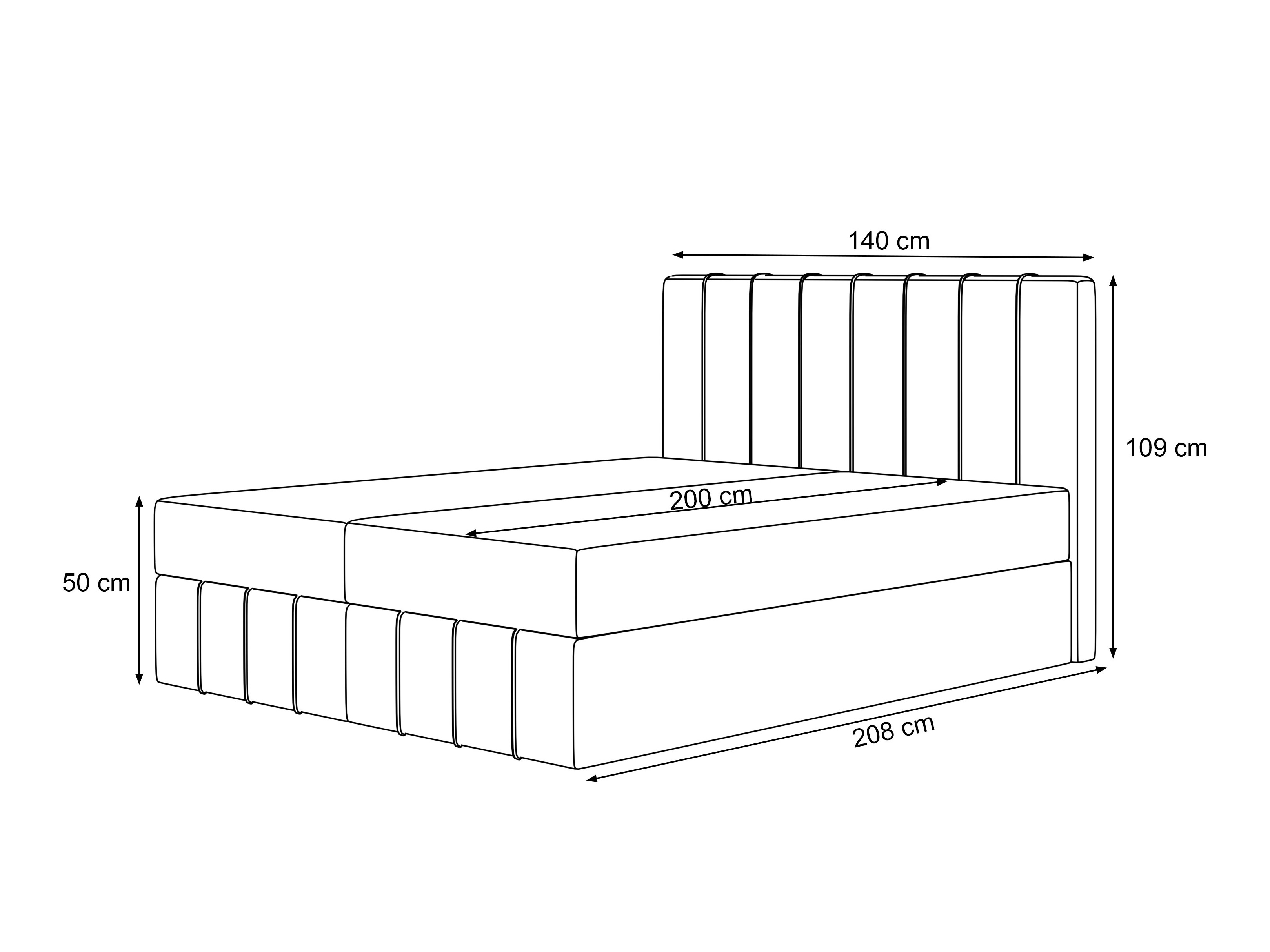 Lit boxspring Martinez 125 (Lumi 84)