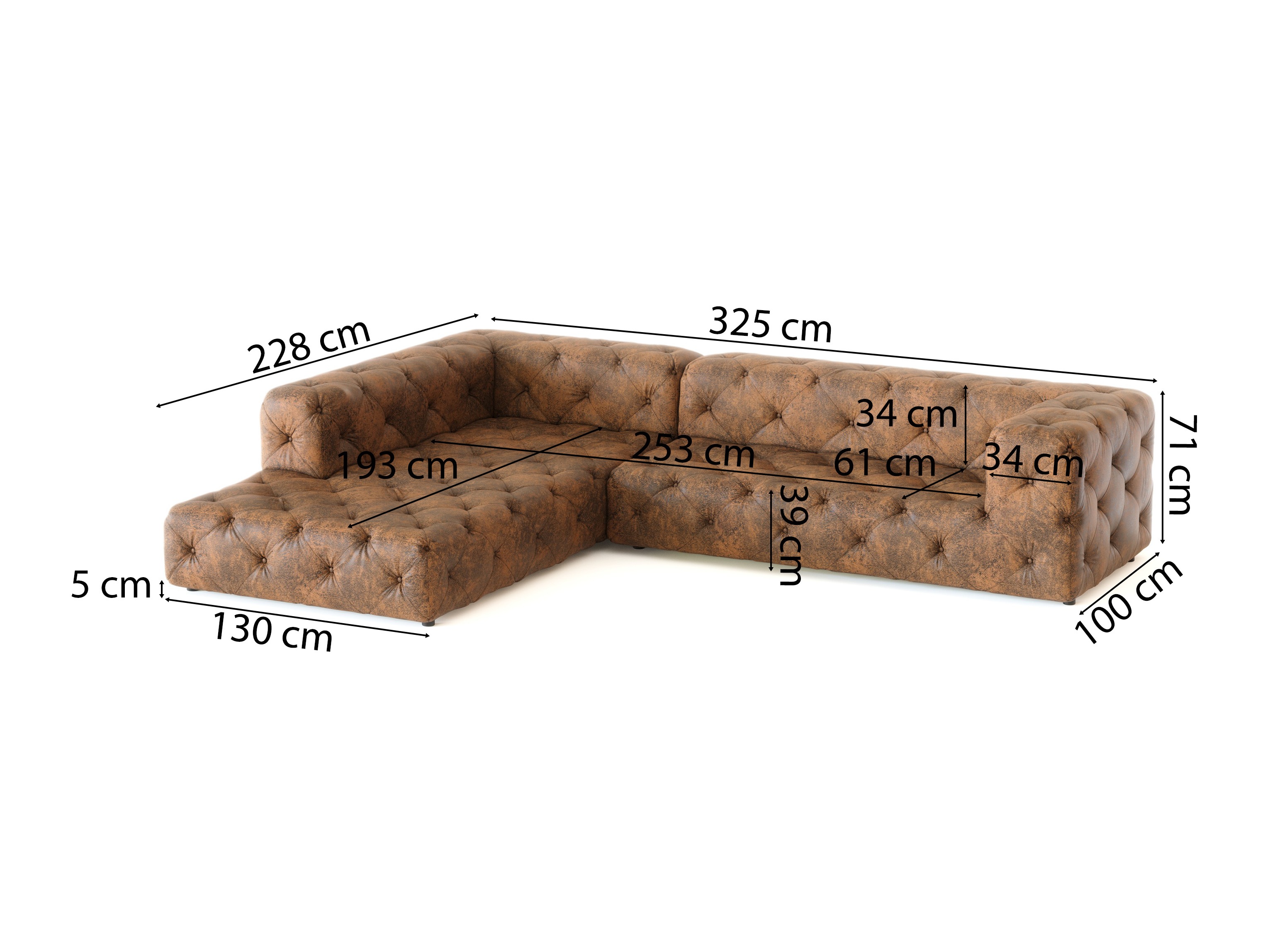 Canapé d'angle Tenvira 100 (Gobi 03)