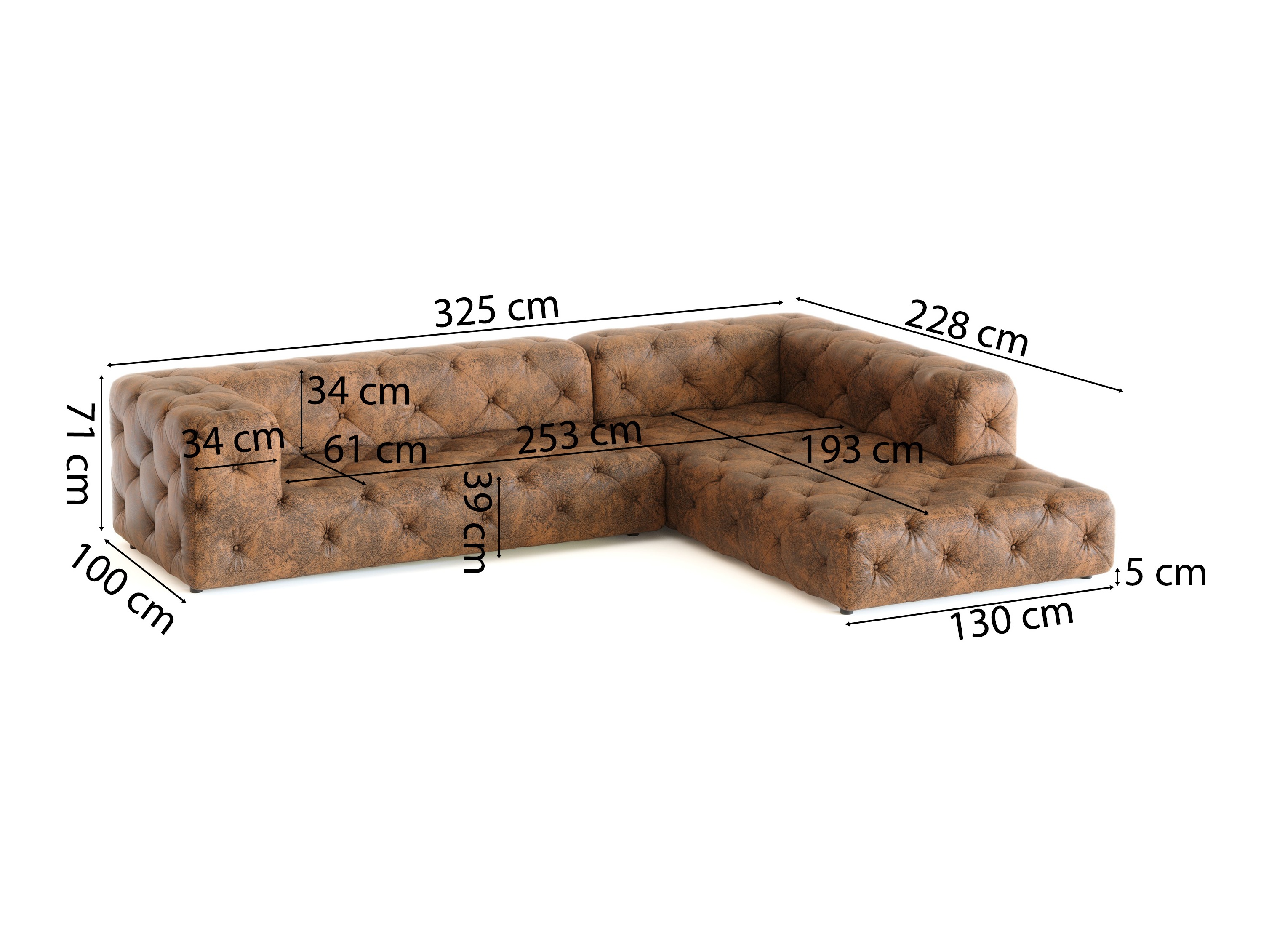 Canapé d'angle Tenvira 100 (Gobi 03)