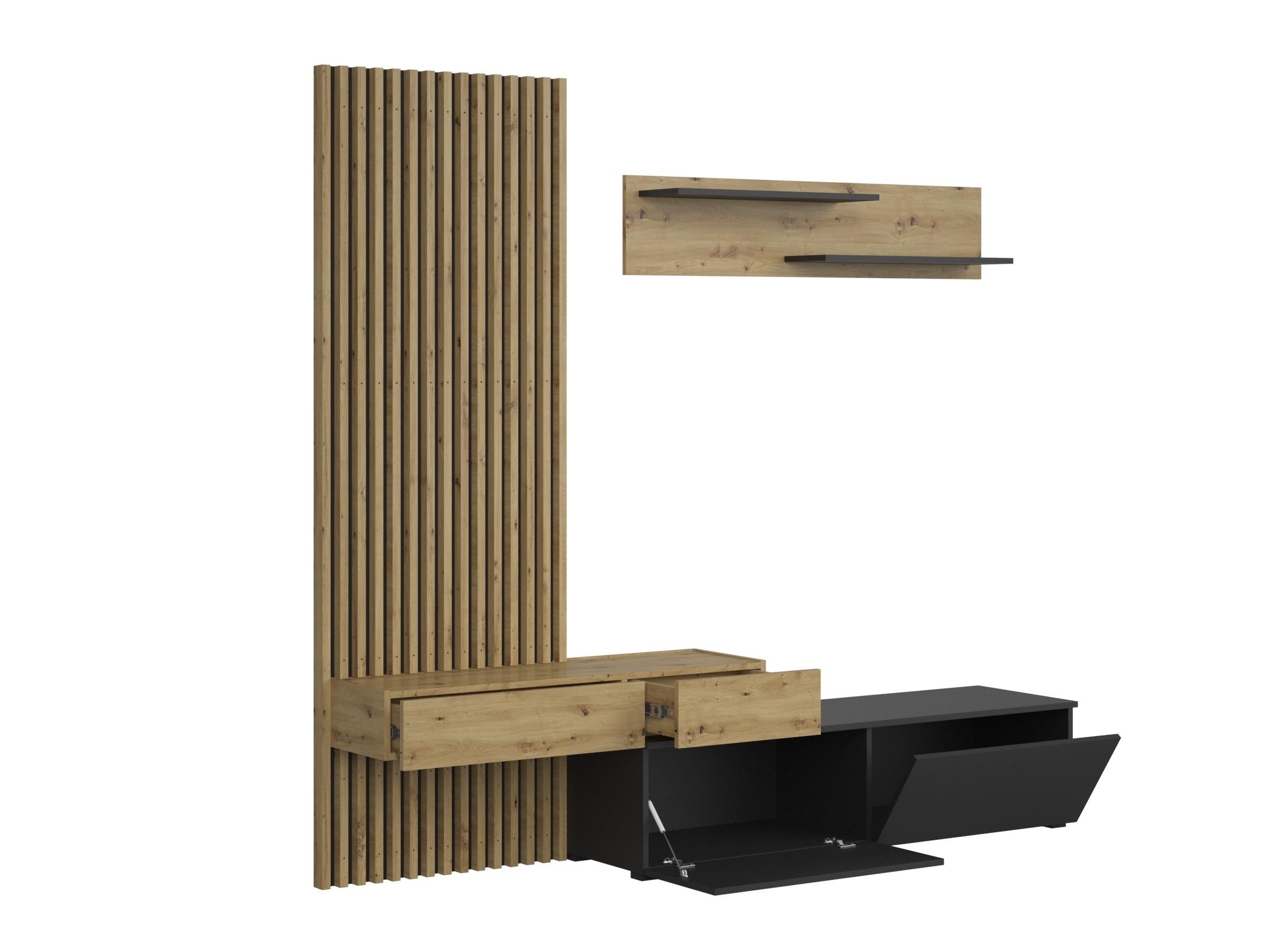 Ensemble de salon Houston 2086 (Noir + Chêne Artisan)