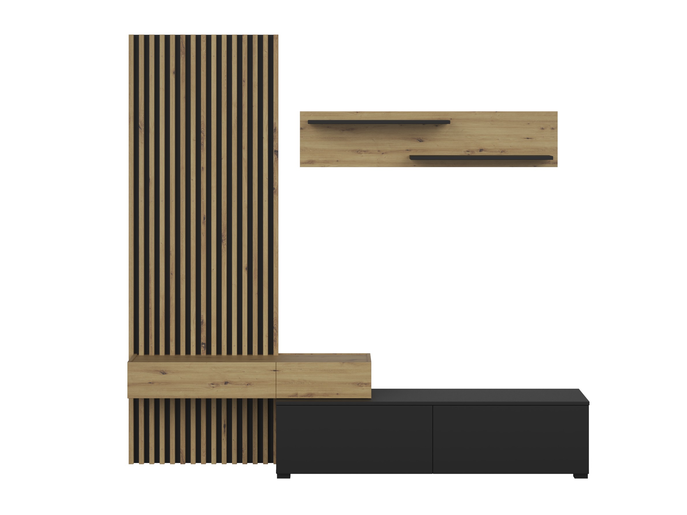 Ensemble de salon Houston 2086 (Noir + Chêne Artisan)