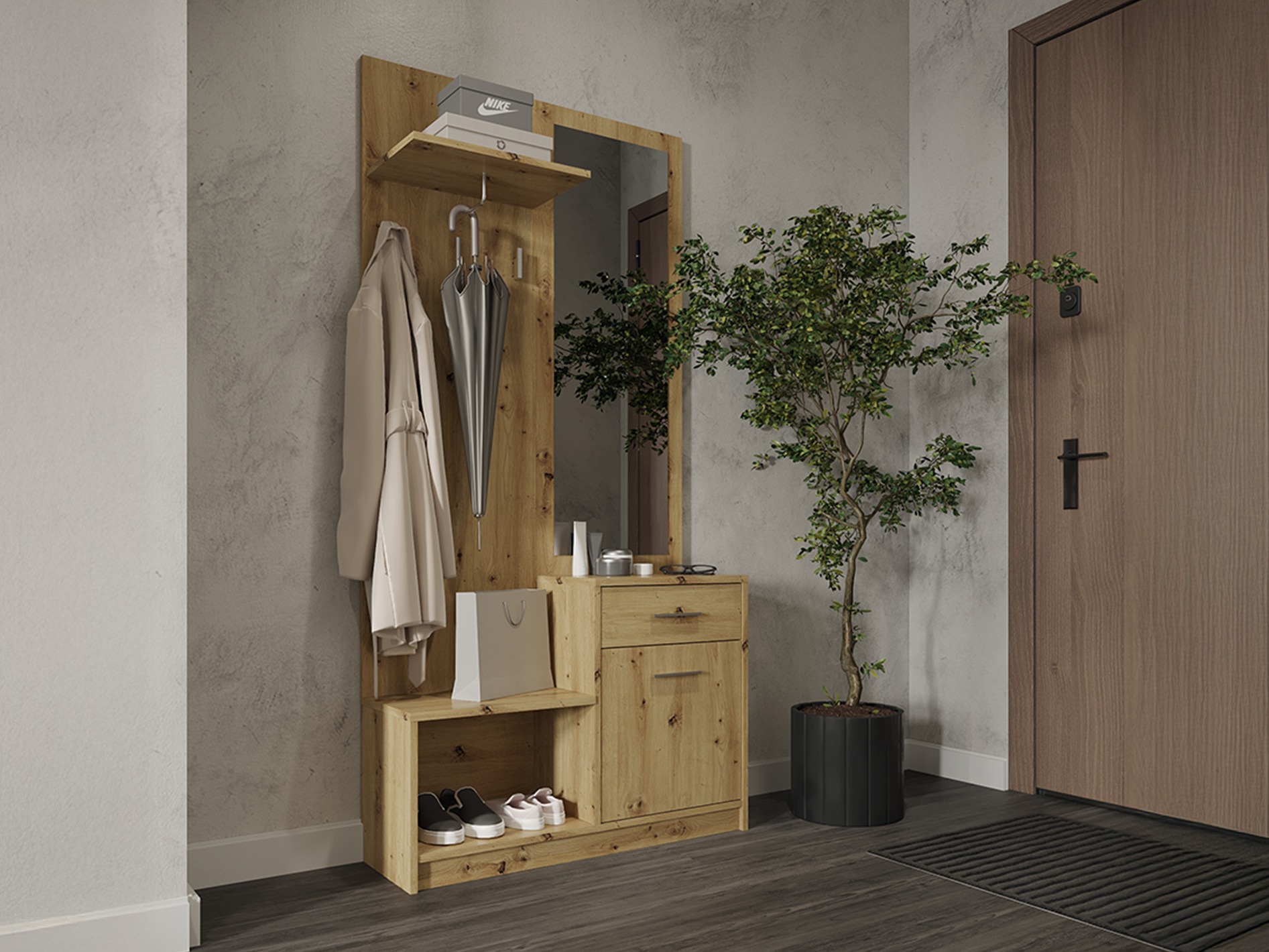 Meuble d'entrée Houston 2084 (Chêne Artisan)