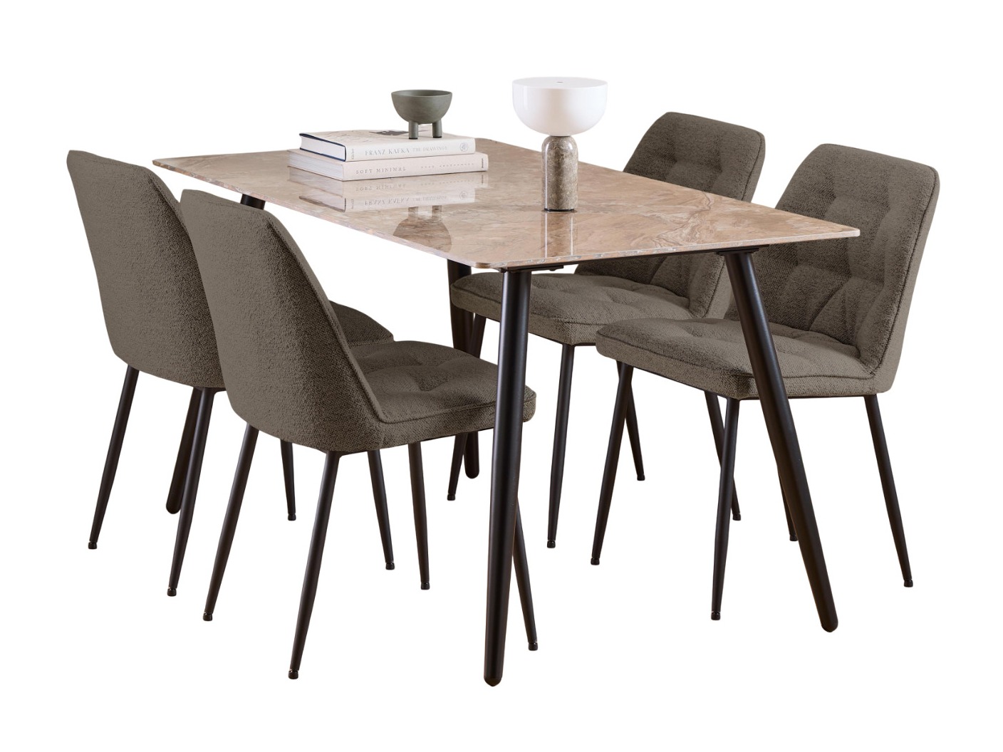 Salle à manger complète Norsica 1012 (Marbre marron)