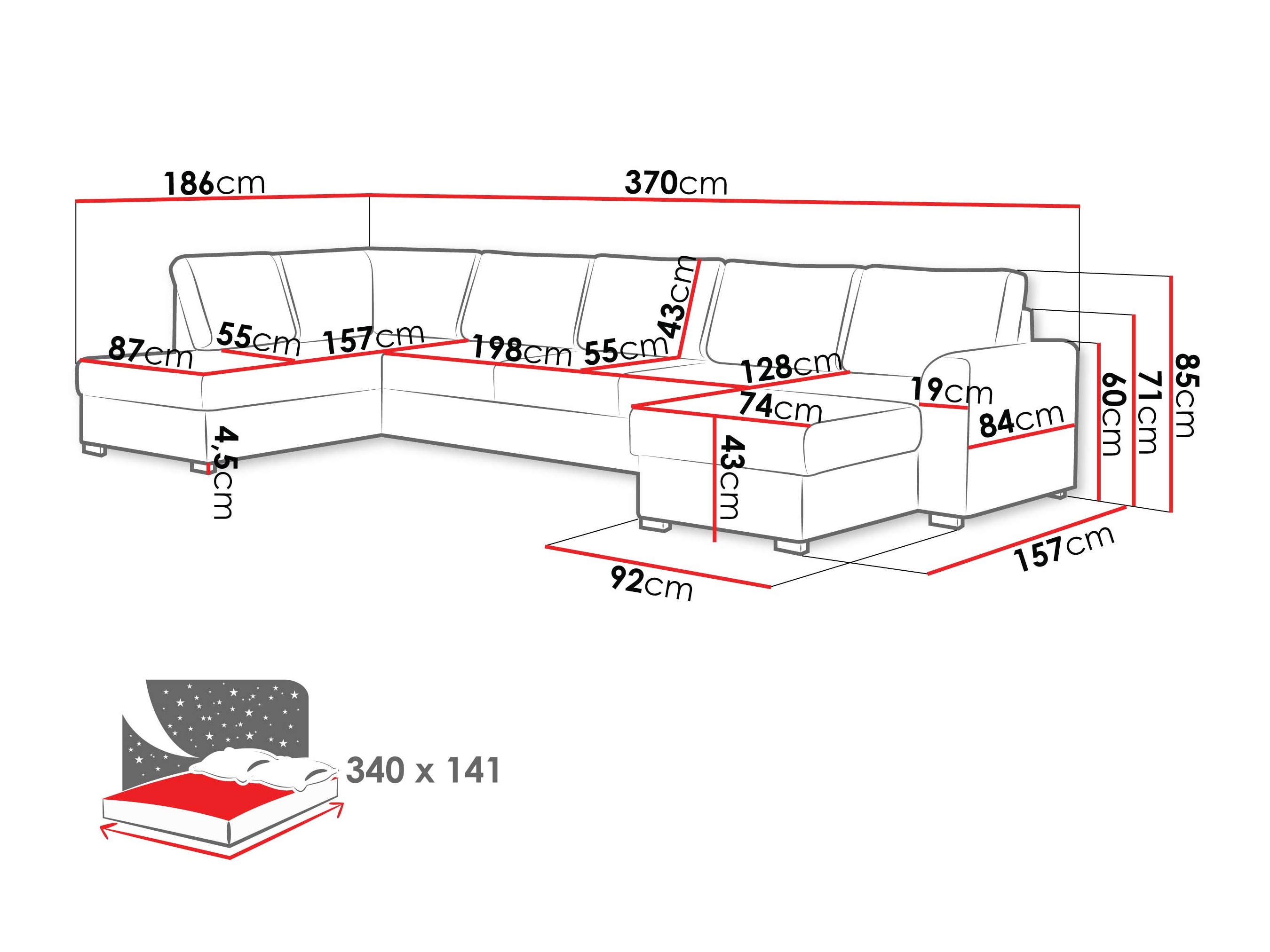 Canapé d'angle Comfivo Flumen III (Piano 26)