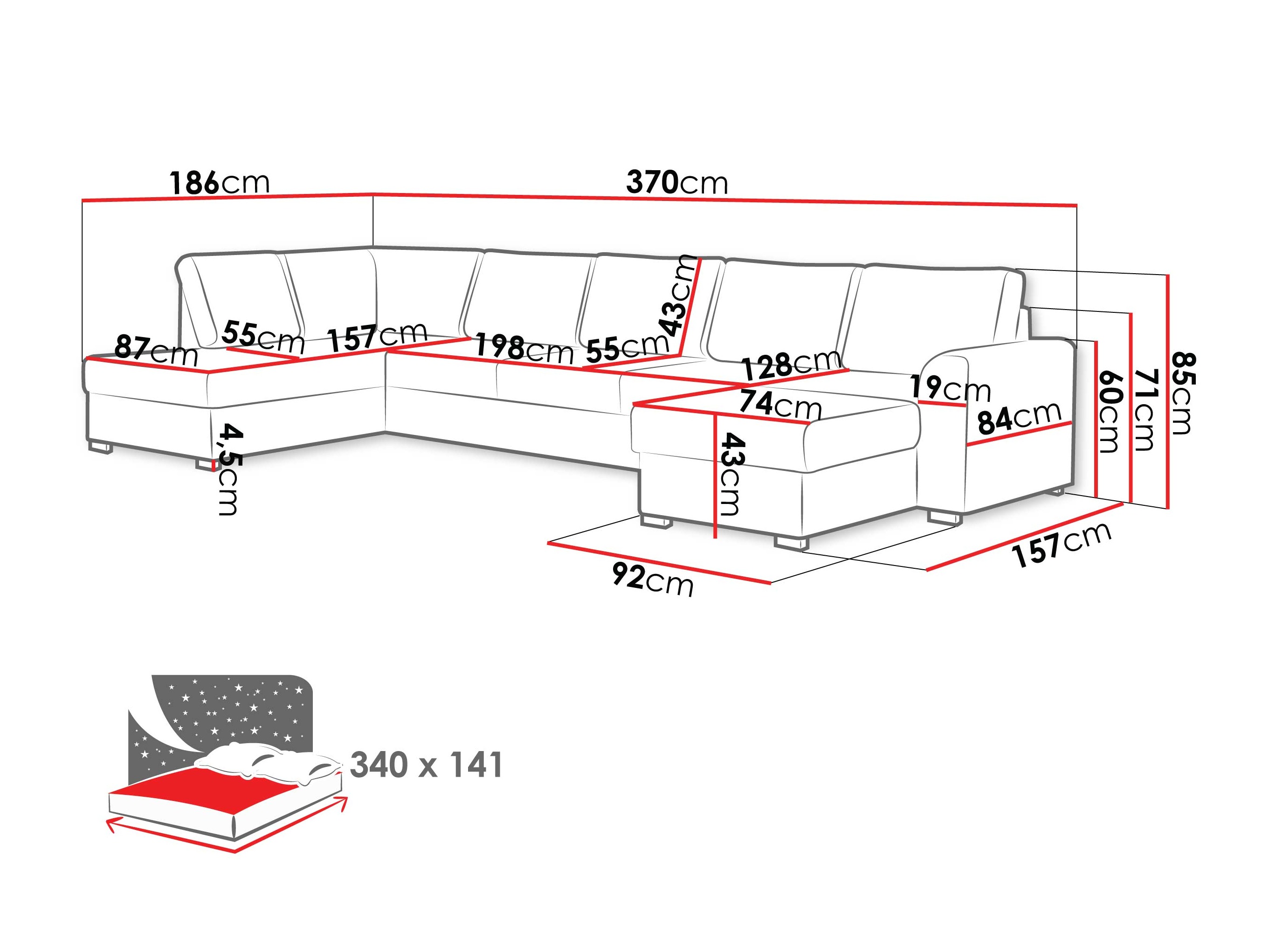 Canapé d'angle Comfivo Flumen III (Piano 28)