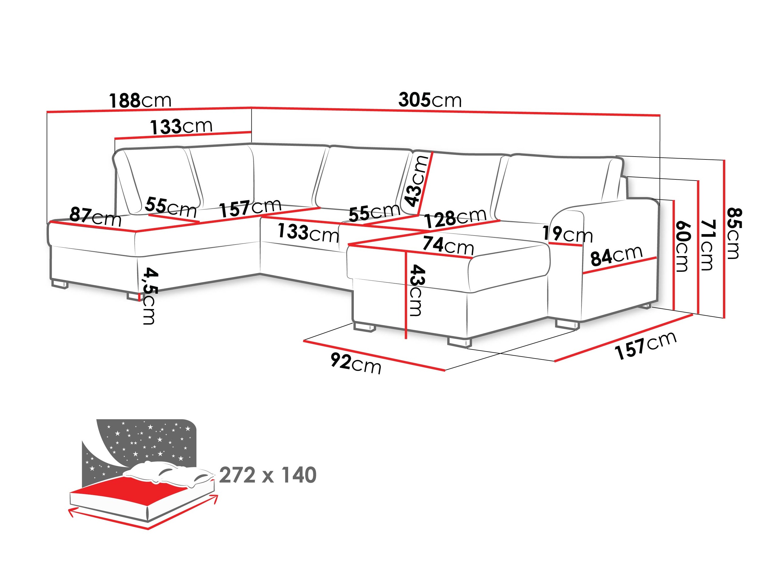 Canapé d'angle Comfivo Flumen (Maya 11)