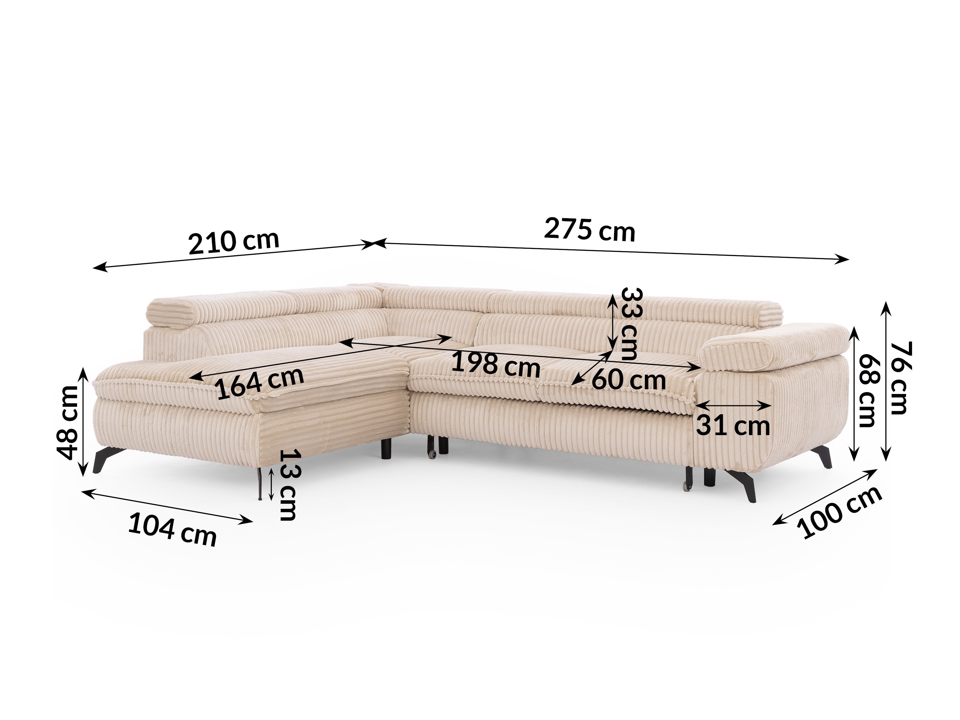 Canapé d'angle Rocklin 122 (Tilia 03)