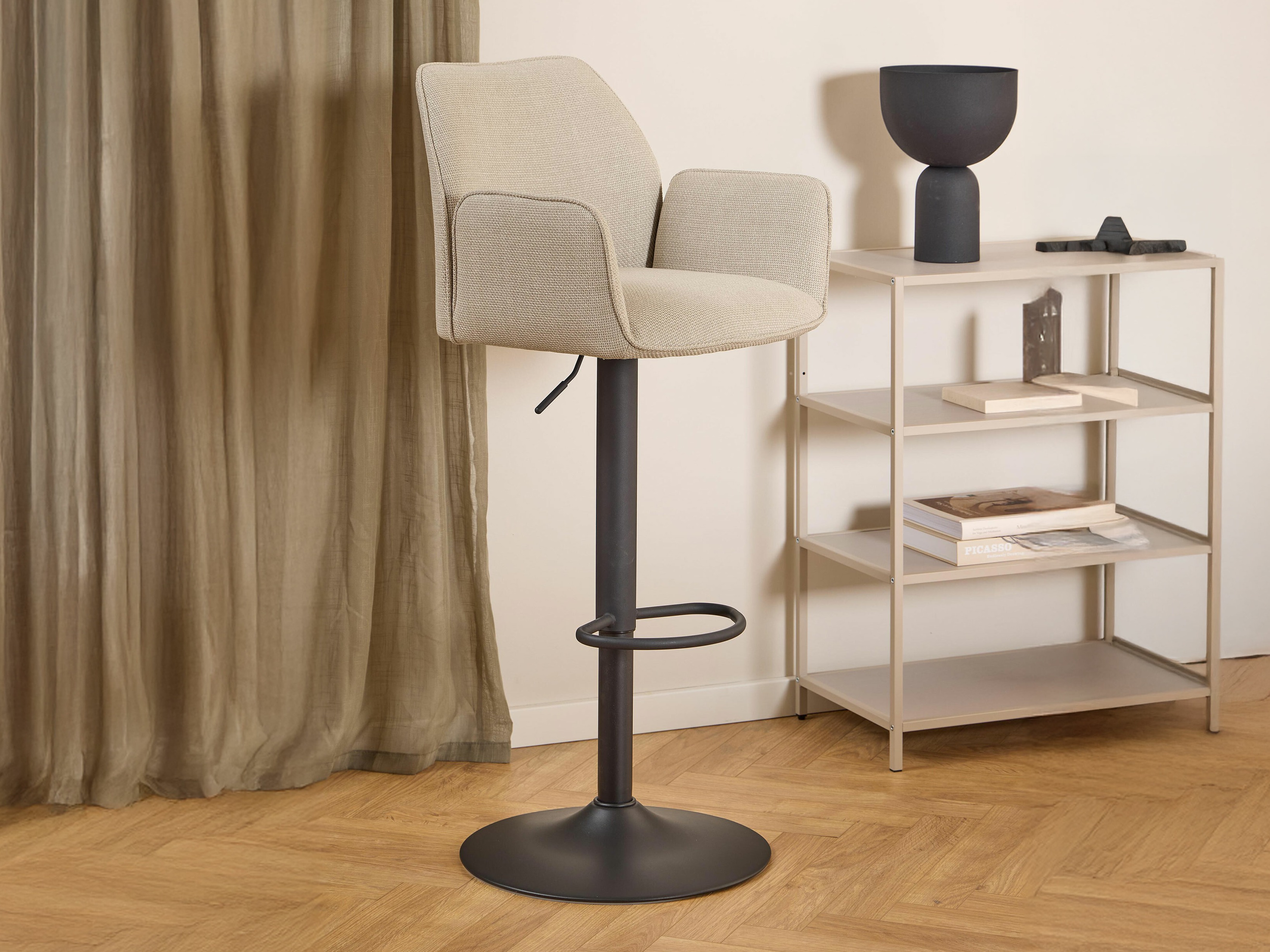 Chaise de bar mi-hauteur Norsica 1094 (Beige + Noir)