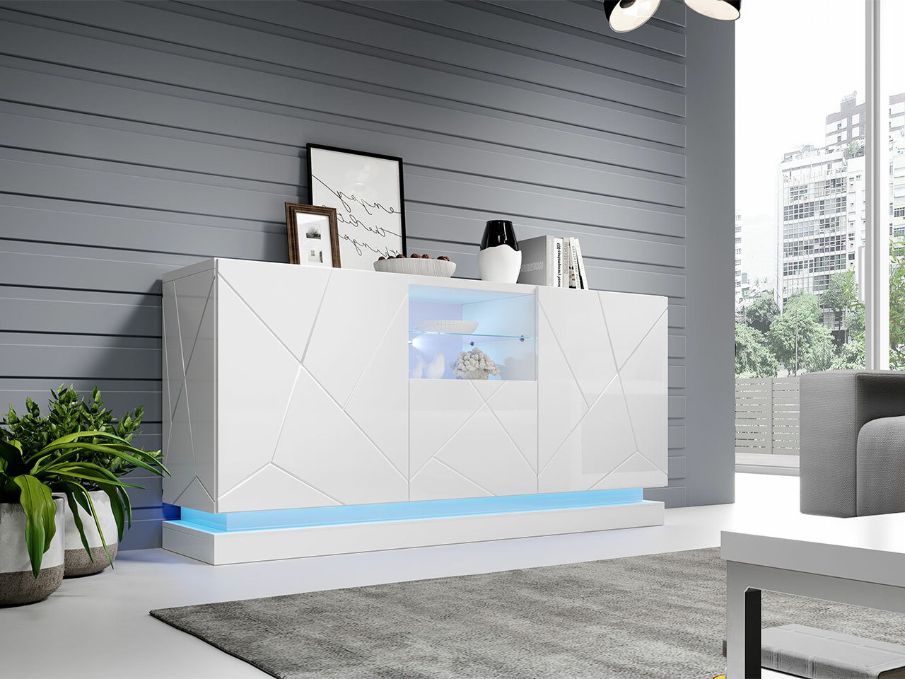 Buffet Linar (Blanc + Blanc brillant)