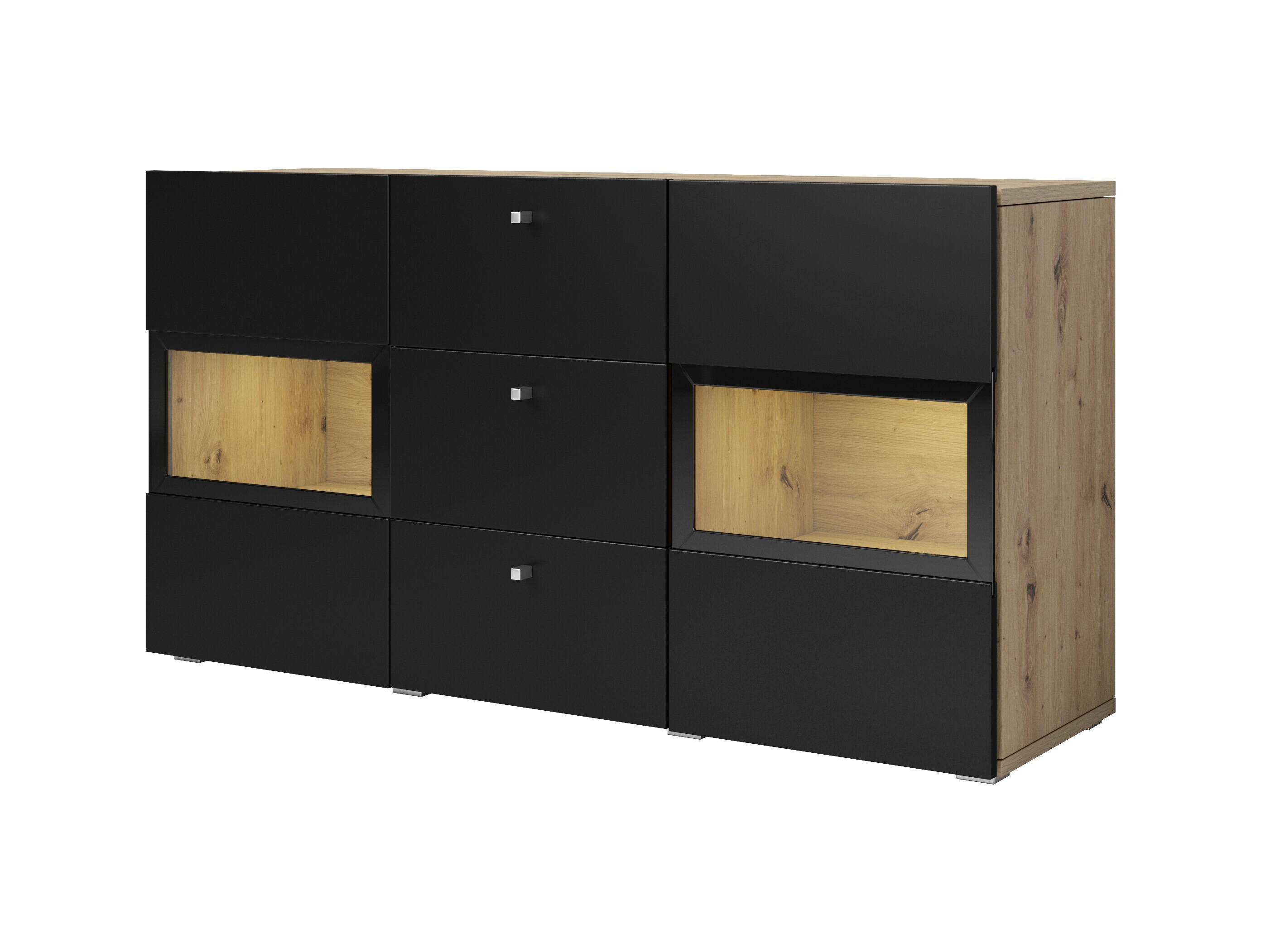 Ensemble de salon Serodeu 104 (Chêne Artisan + Noir mat)