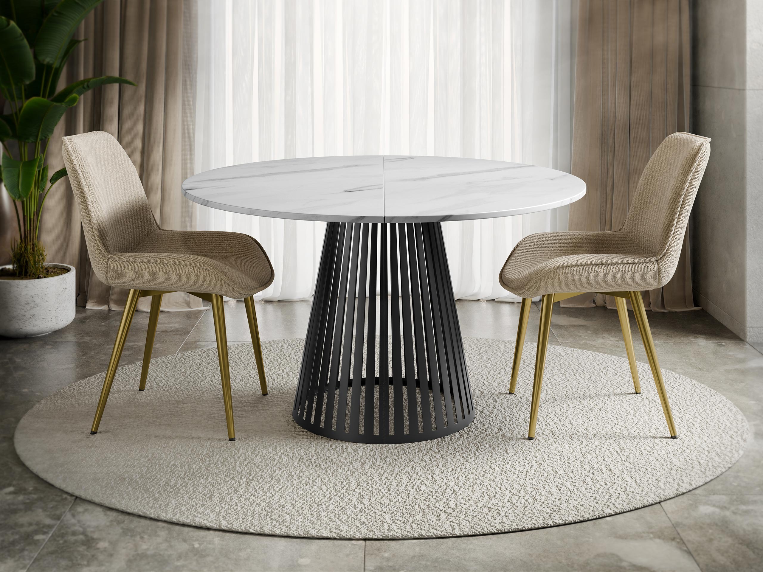 Table Prudentia (Marbre blanc + Noir)