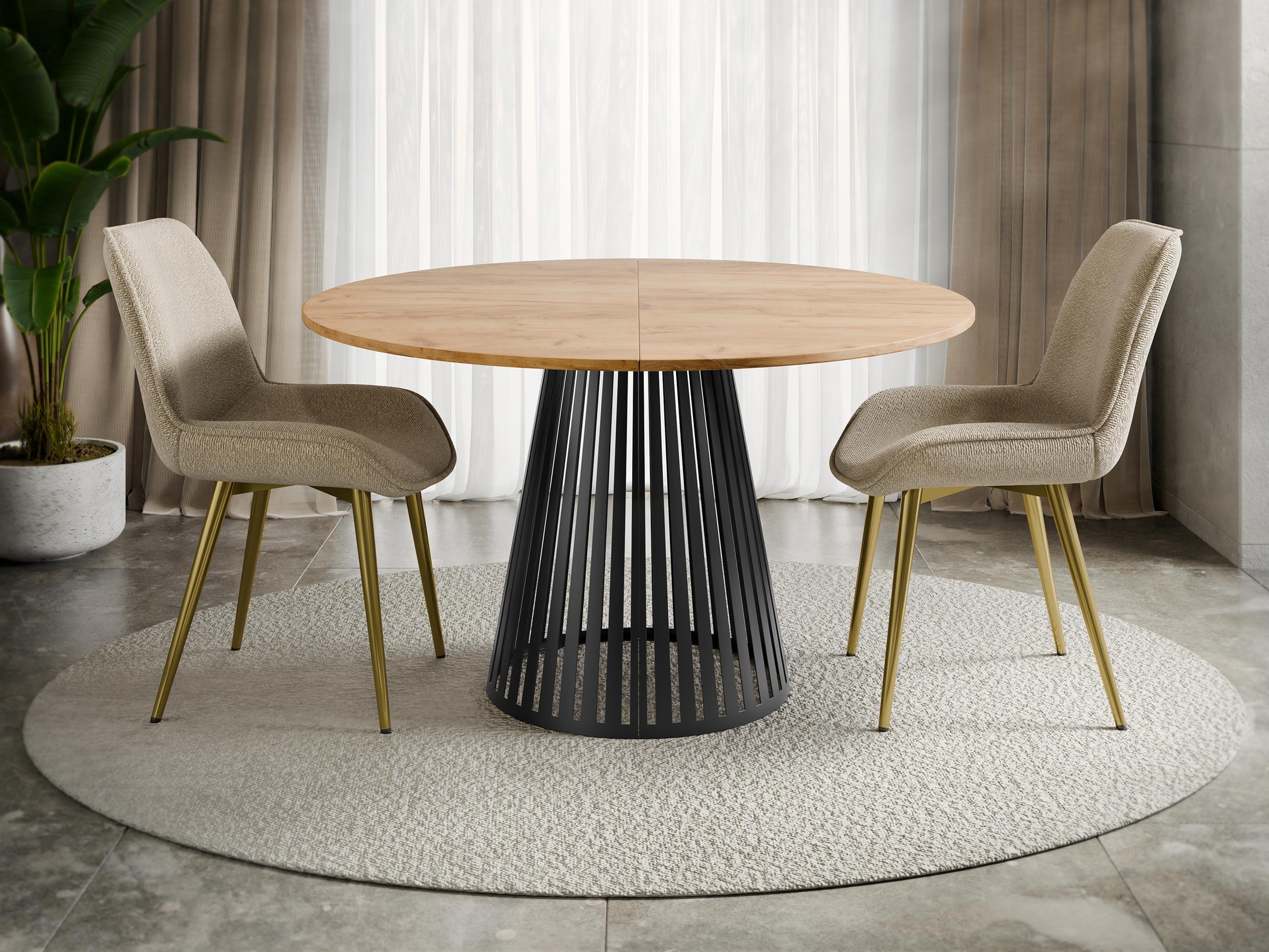 Table Prudentia II (Chêne doré artisanal + Noir)