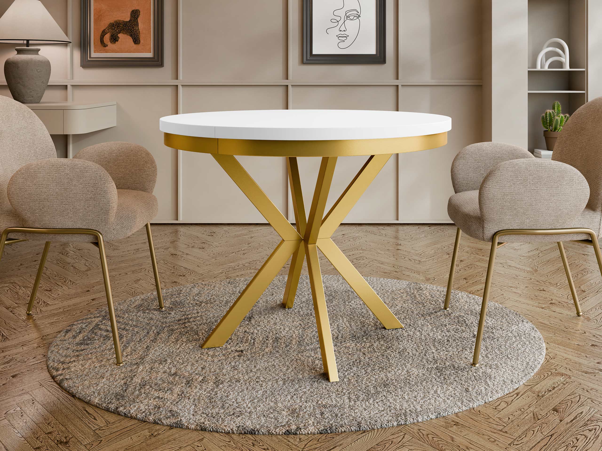 Table Oswego 156 (Blanc + Doré)