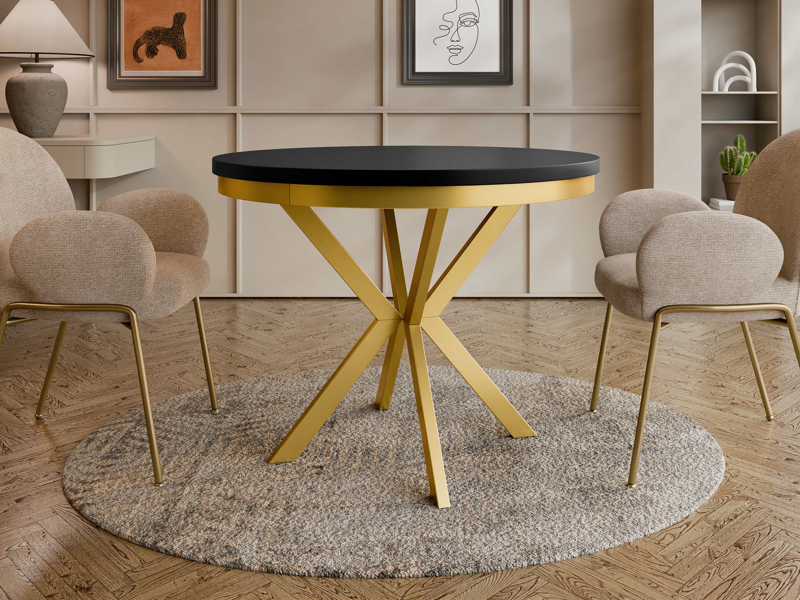 Table Oswego 156 (Noir + Doré)