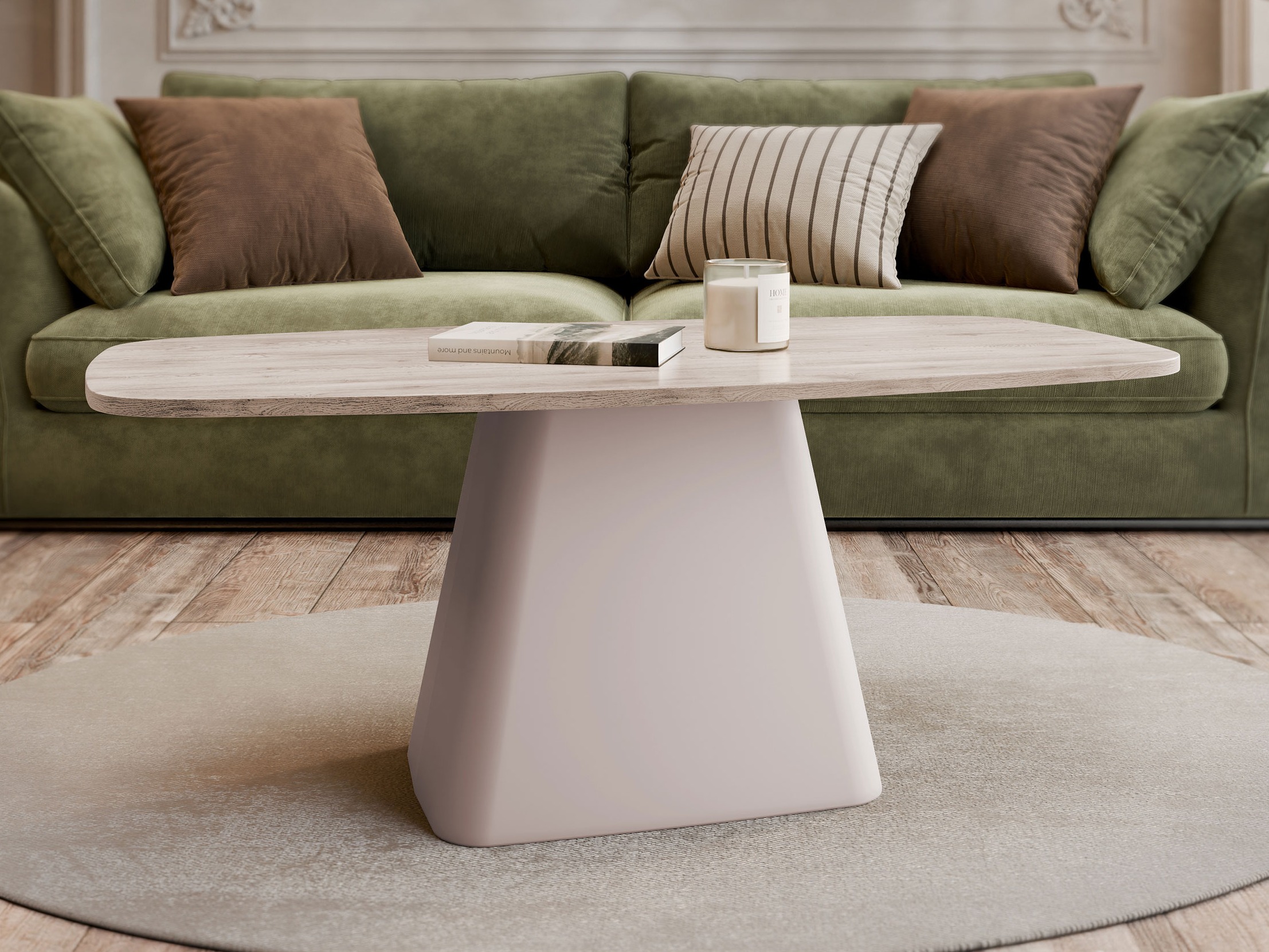 Table basse Oswego 158 (Clair bois + Cachemire)