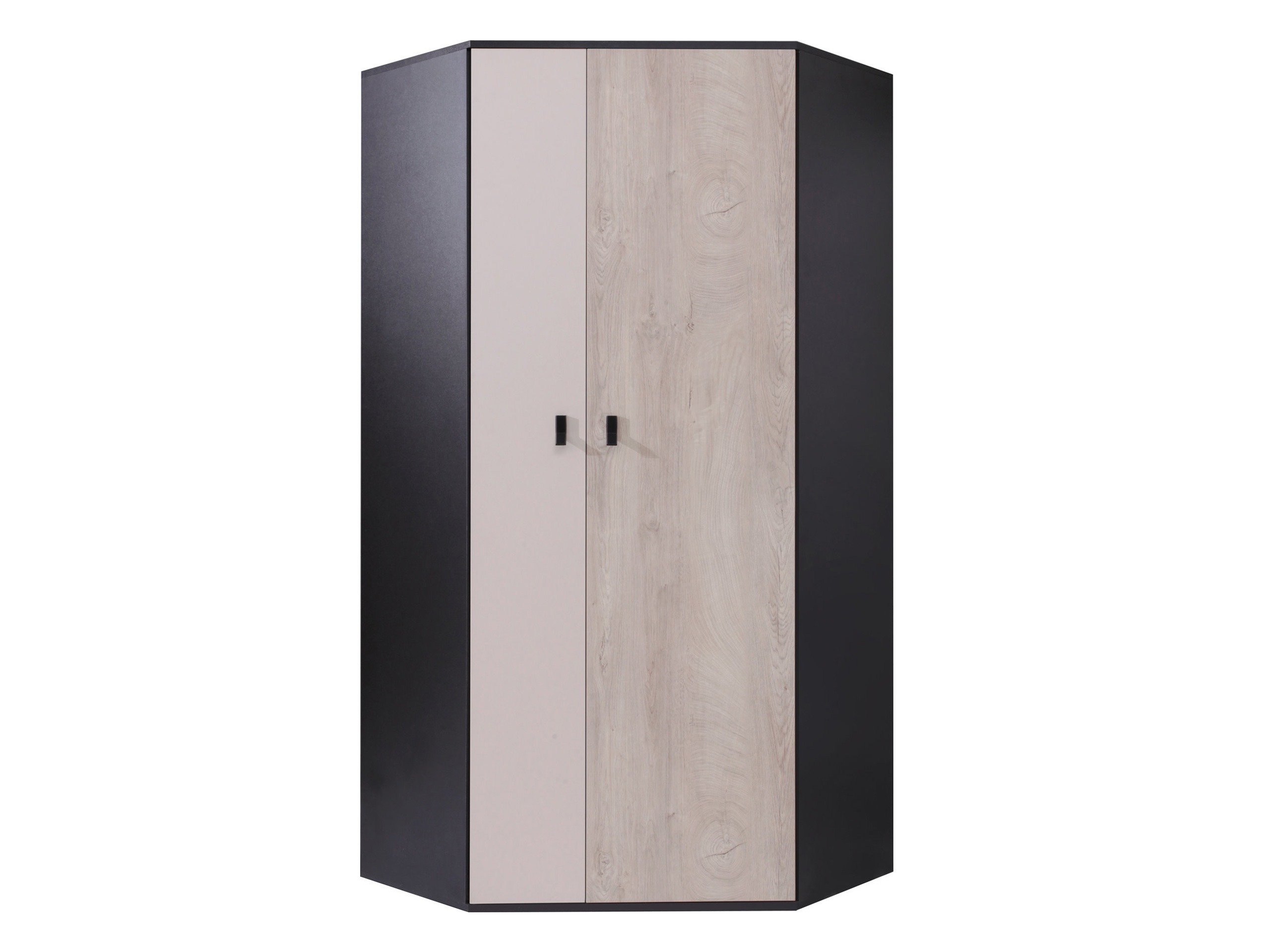 Armoire d'angle Camteso 100 (Noir + Chêne + Beige)