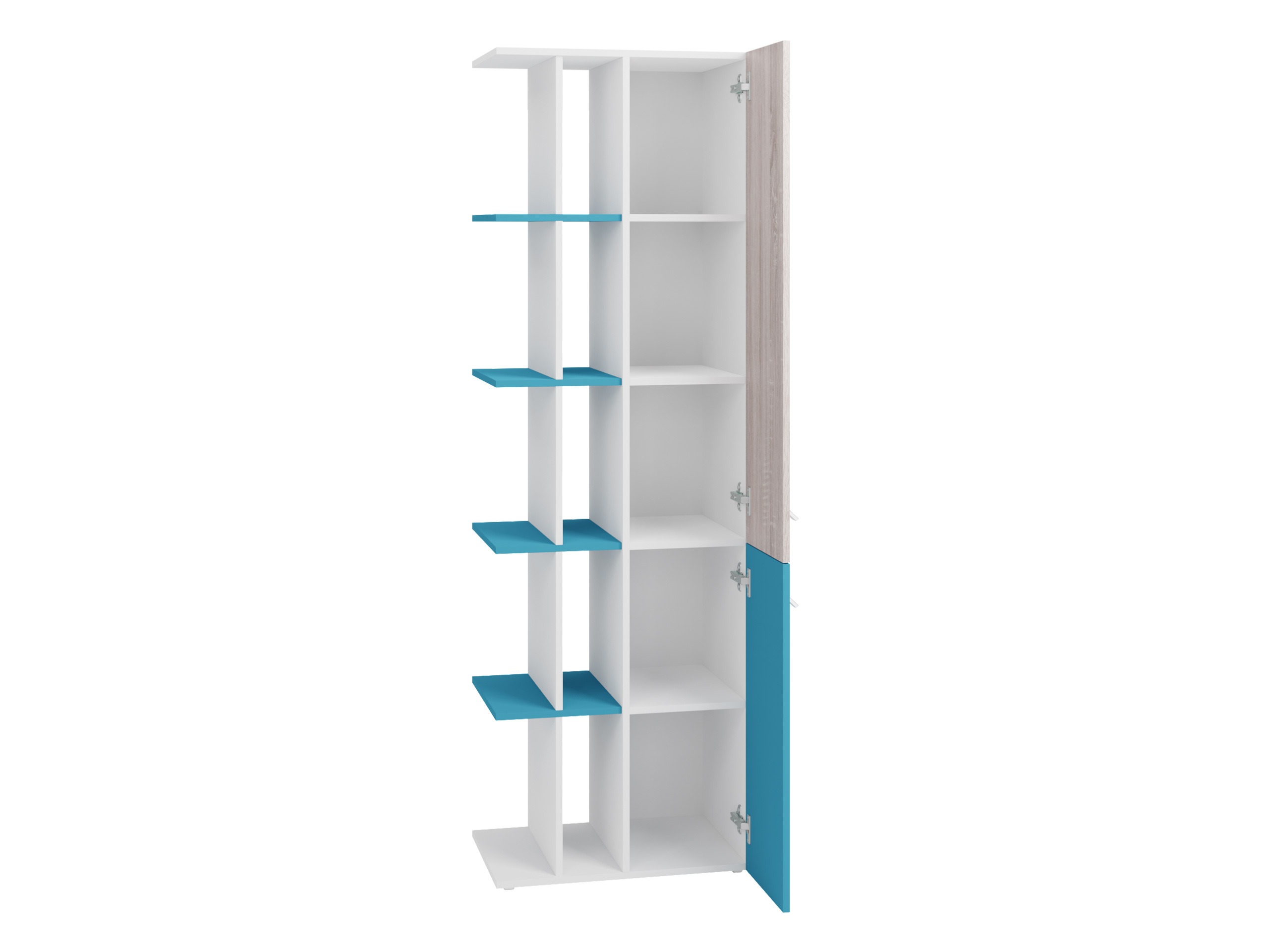 Étagère Camteso 103 (Blanc + Chêne + Turquoise)