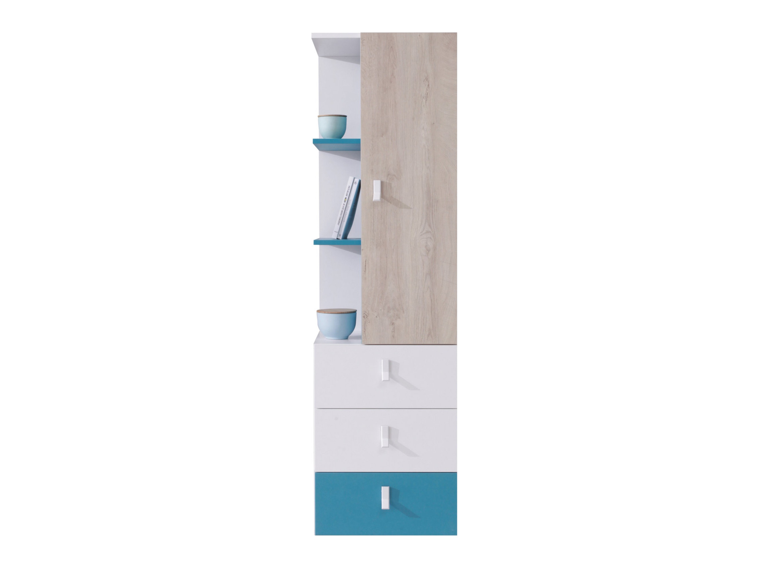 Étagère Camteso 105 (Blanc + Chêne + Turquoise)