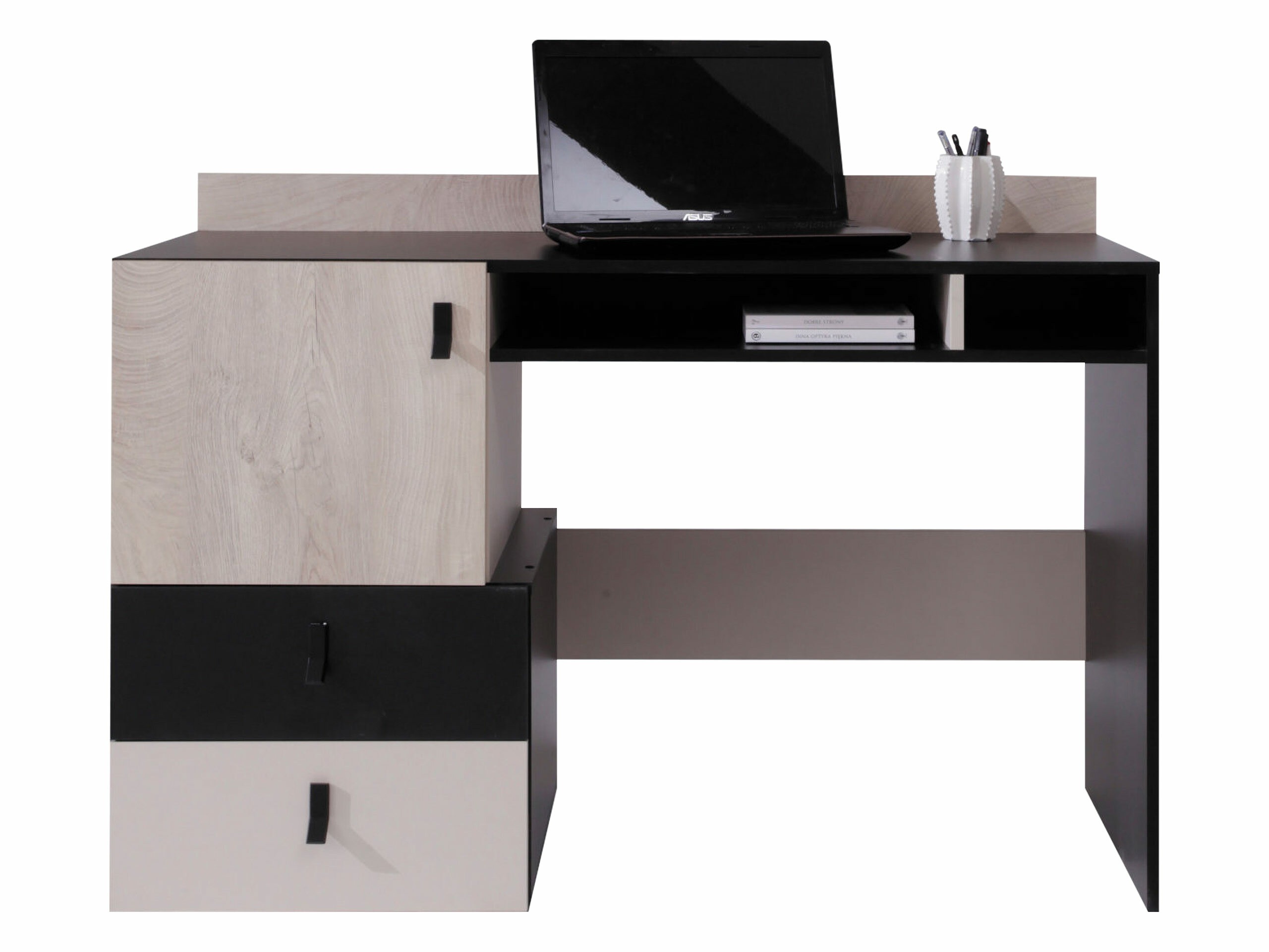 Bureau Camteso 107 (Noir + Chêne + Beige)