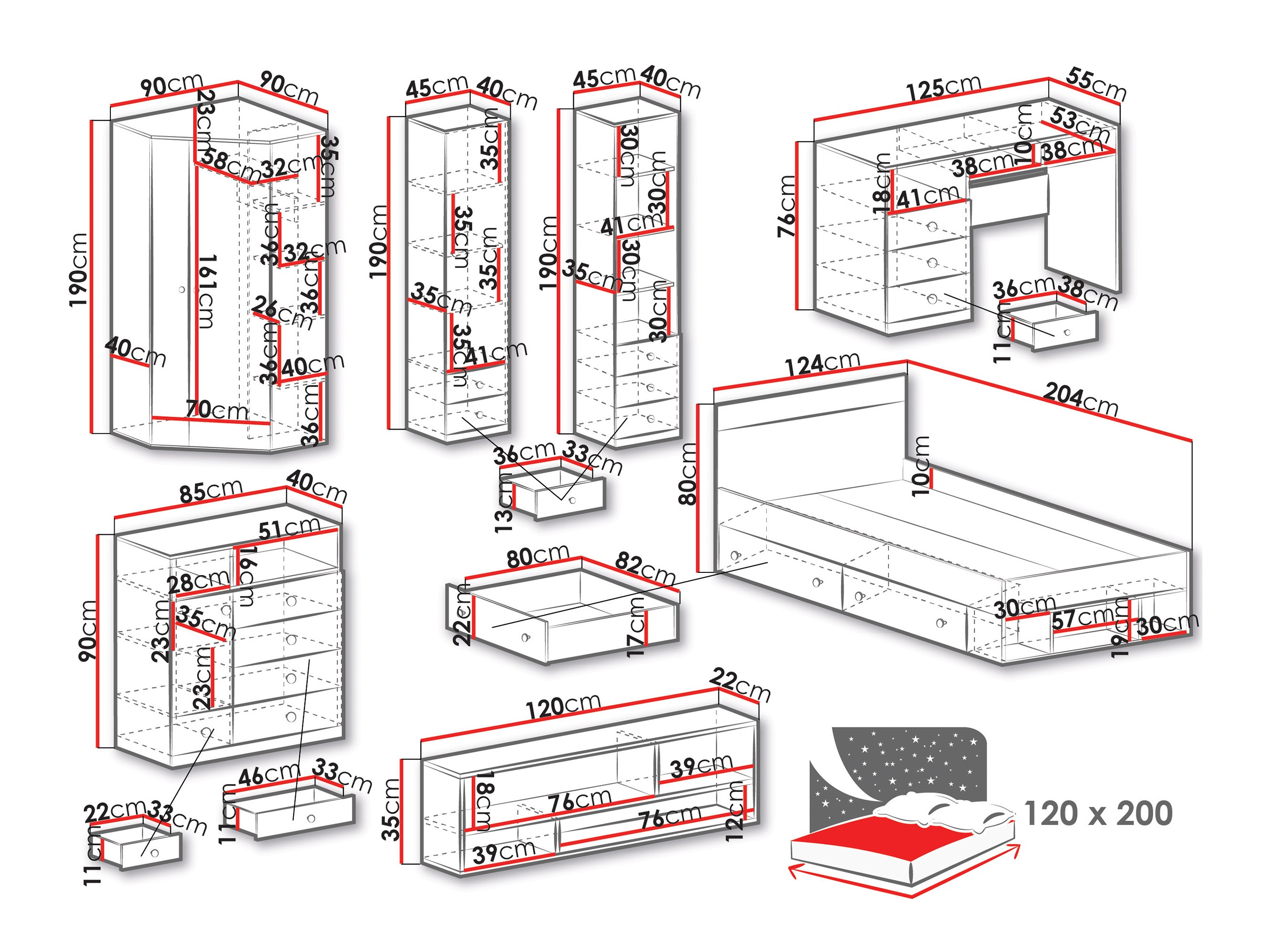 Ensemble de meubles Tesmonu 119