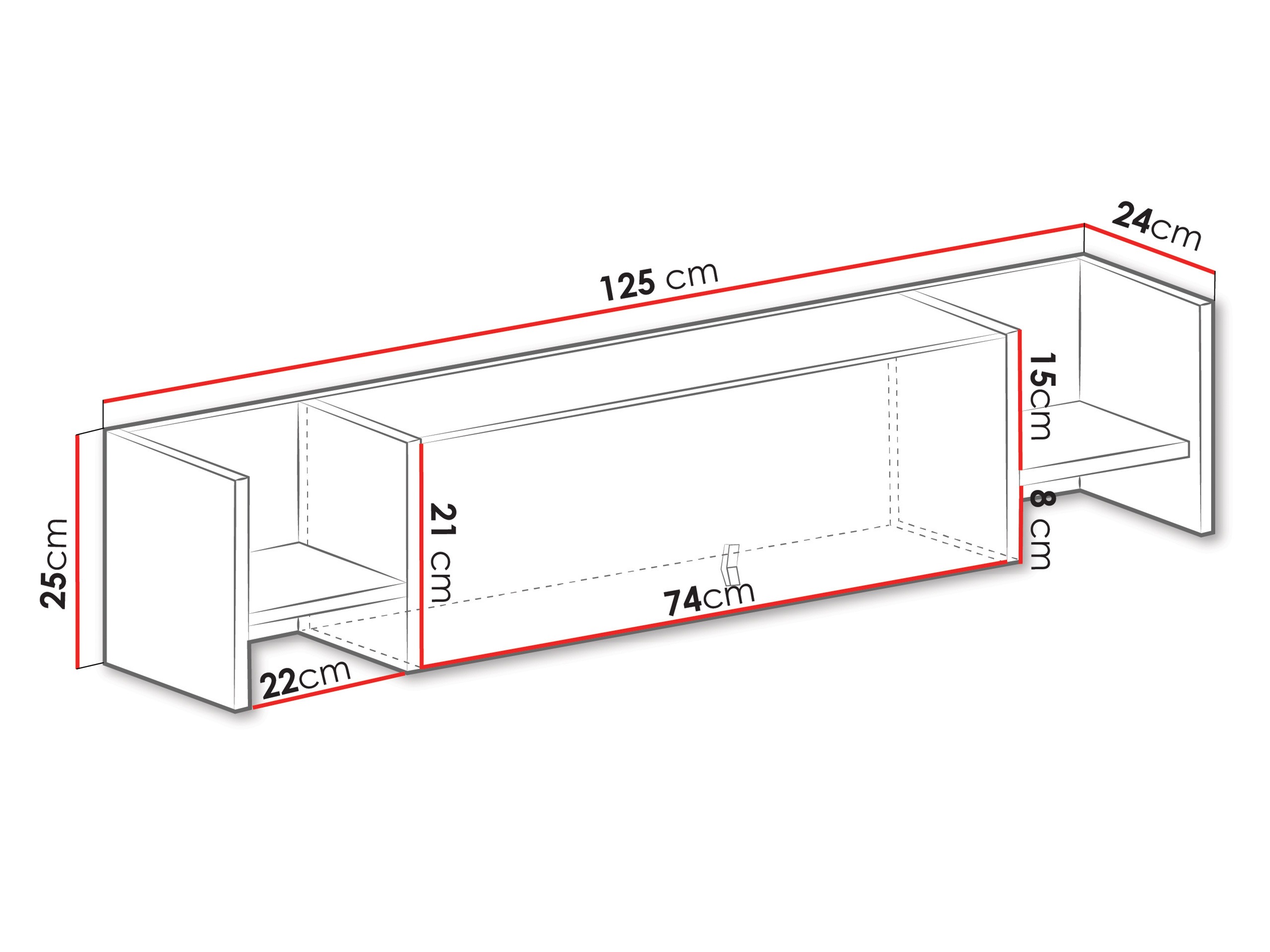 Étagère murale Camteso 110 (Blanc + Chêne + Turquoise)
