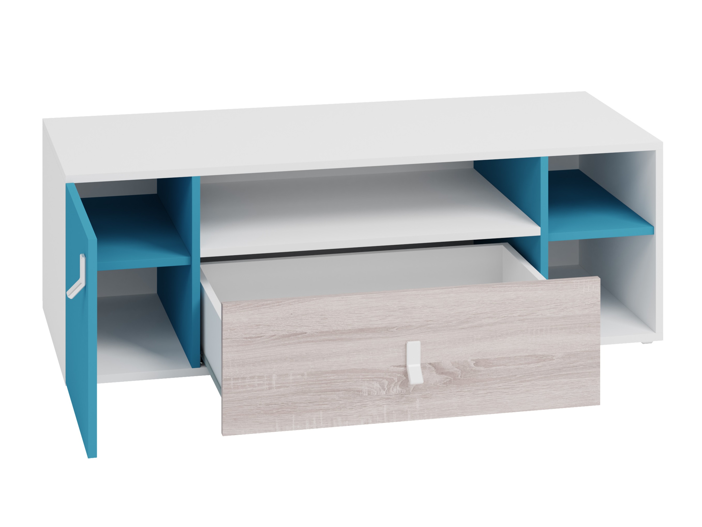 Meuble TV Camteso 108 (Noir + Chêne + Beige)