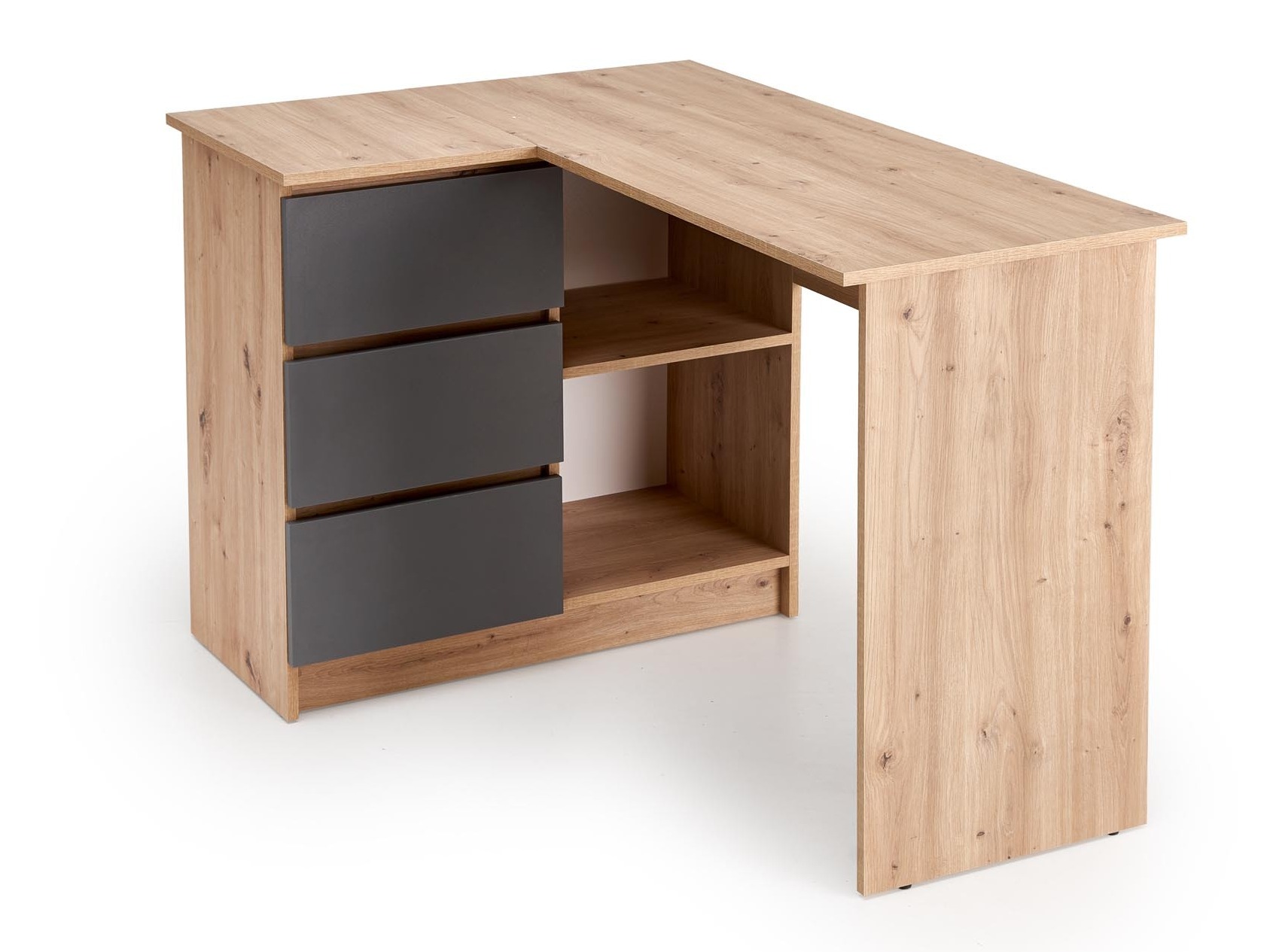 Bureau d'angle Houston 1950 (Graphite + Chêne Artisan)