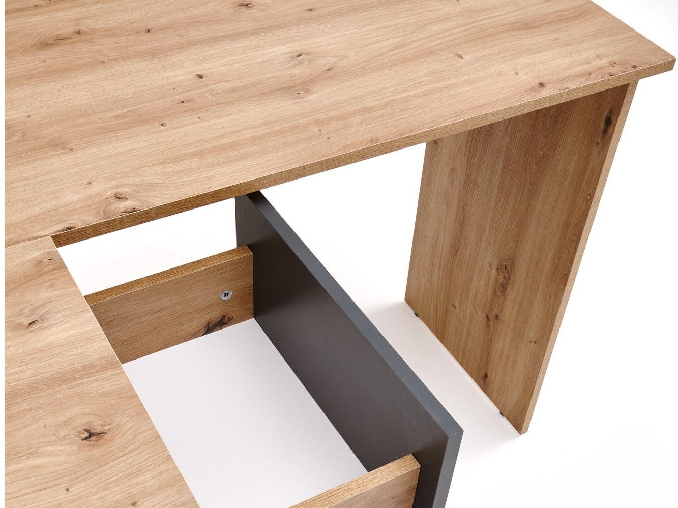 Bureau d'angle Houston 1950 (Graphite + Chêne Artisan)