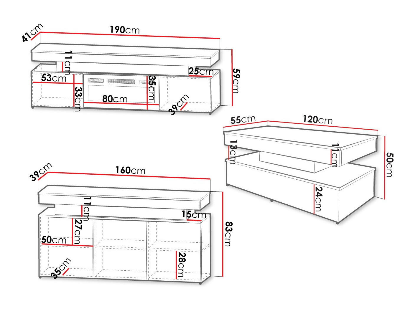 Ensemble de salon Monfero 106 (Blanc + Blanc brillant)